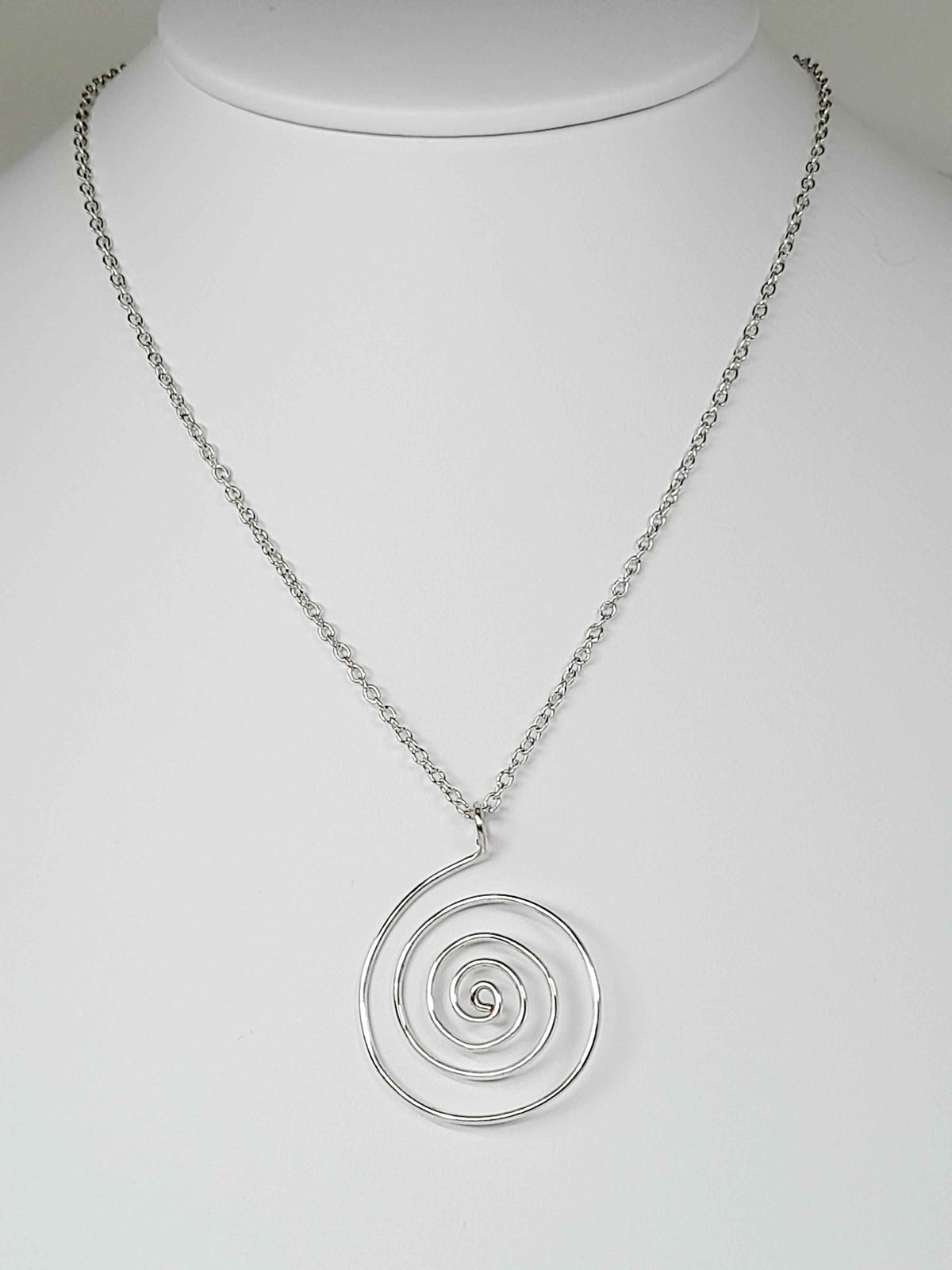 Elegant Handmade Silver Spiral Pendant Necklace