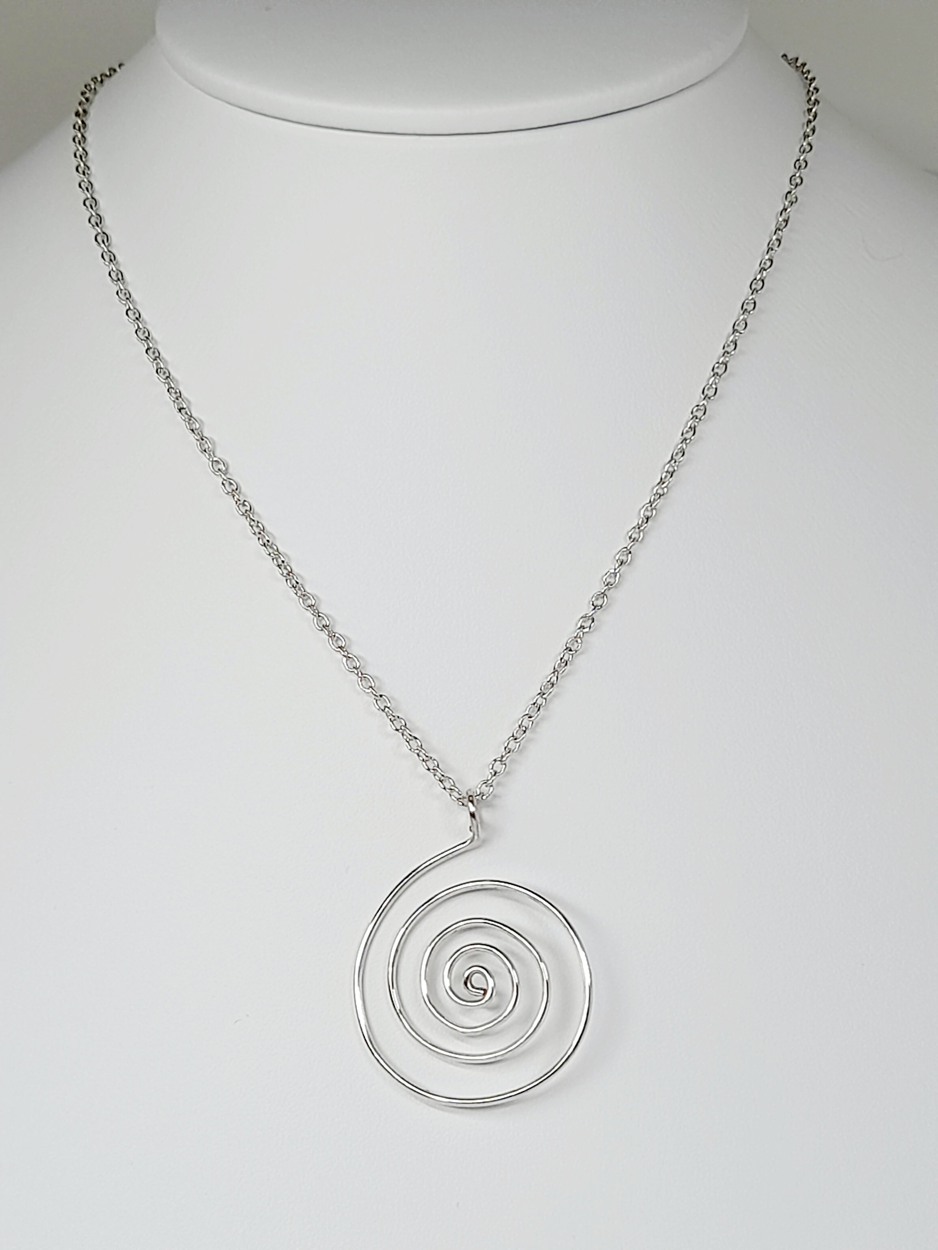 Elegant Handmade Silver Spiral Pendant Necklace