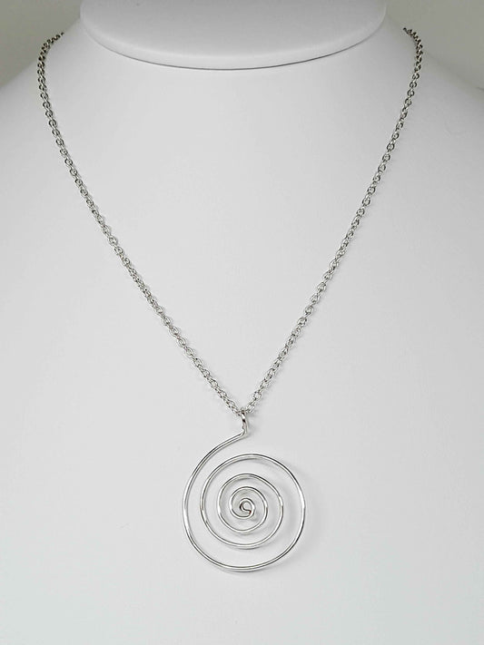 Elegant Handmade Silver Spiral Pendant Necklace