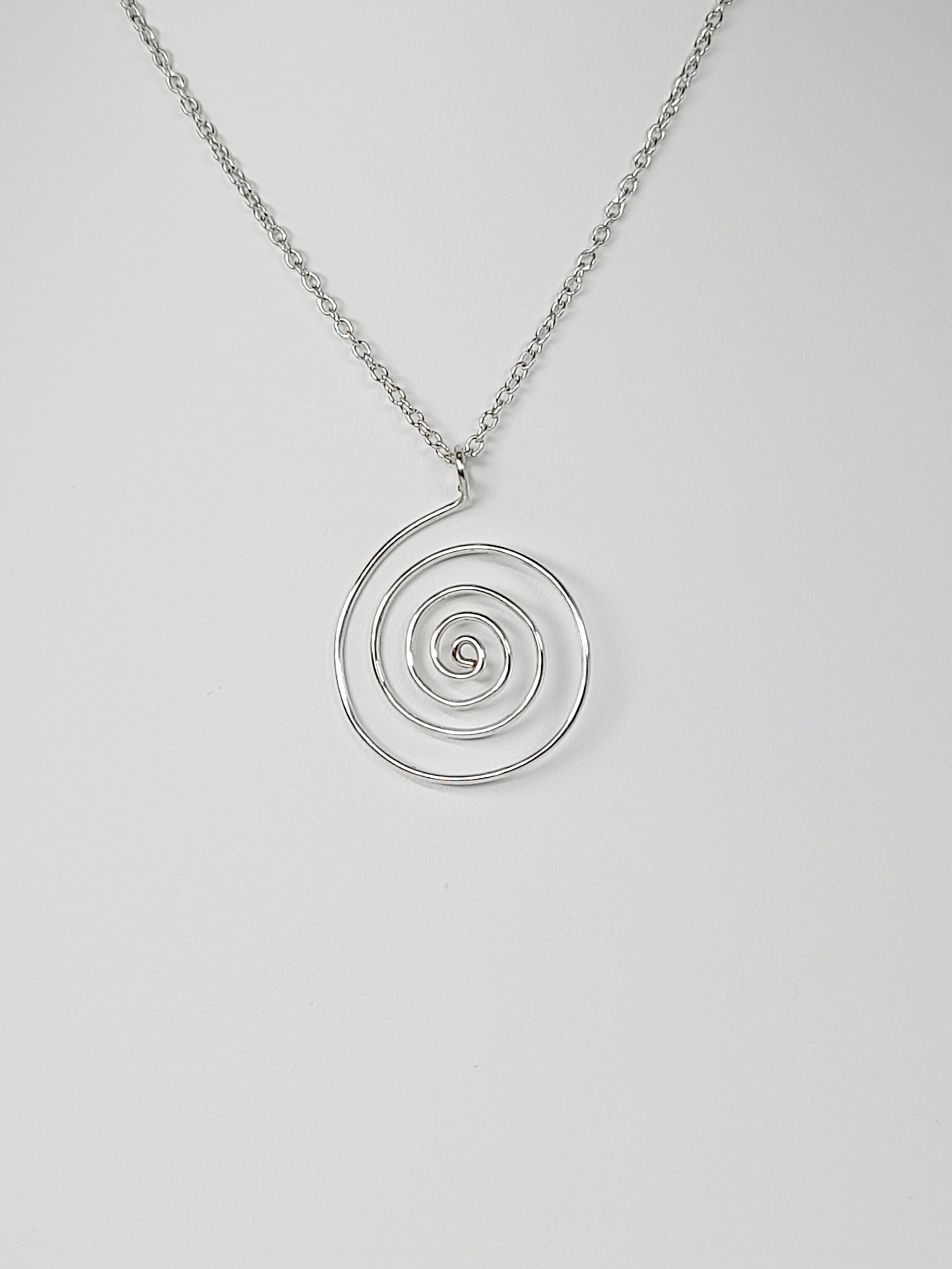 Elegant Handmade Silver Spiral Pendant Necklace