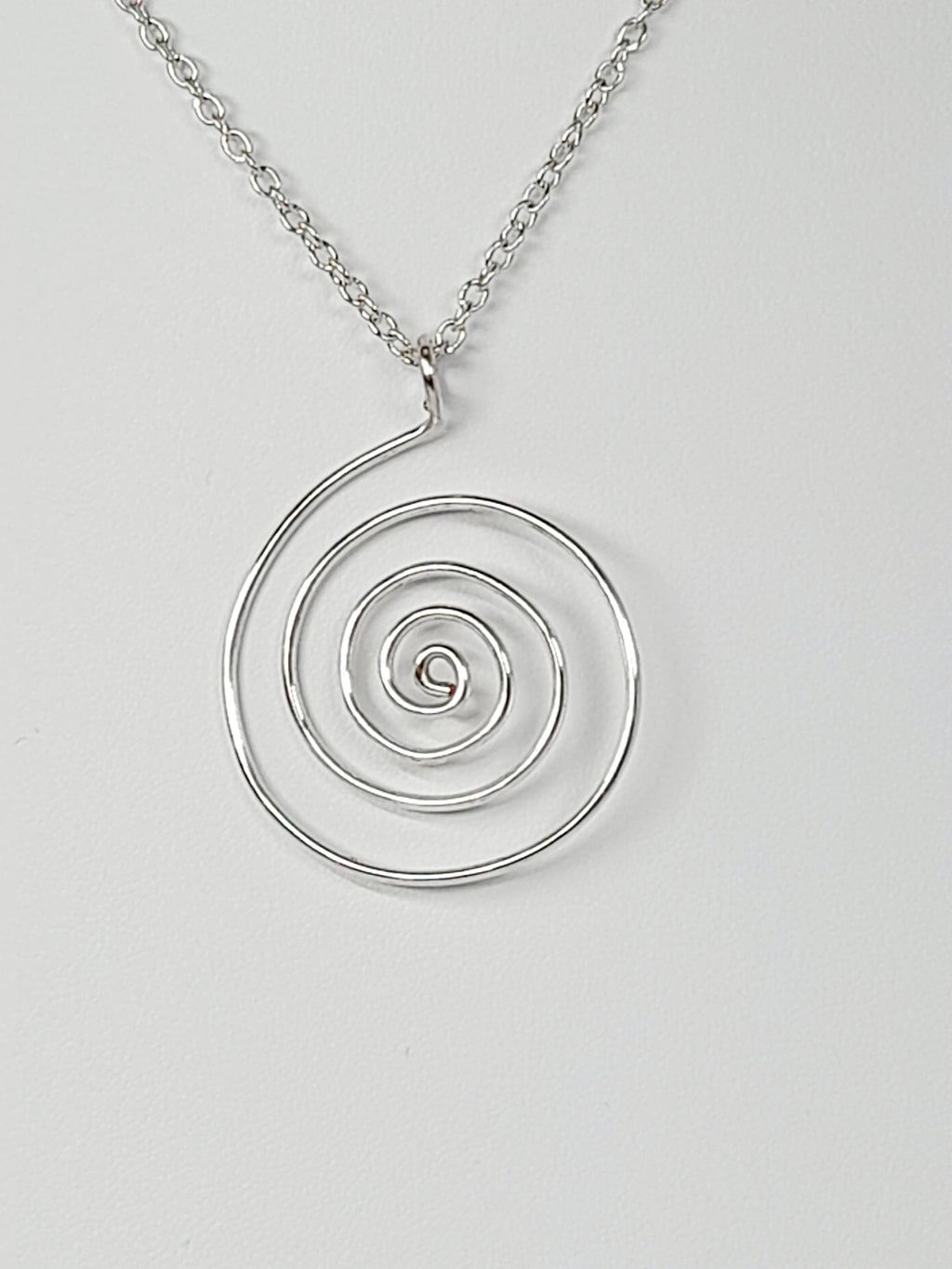 Elegant Handmade Silver Spiral Pendant Necklace