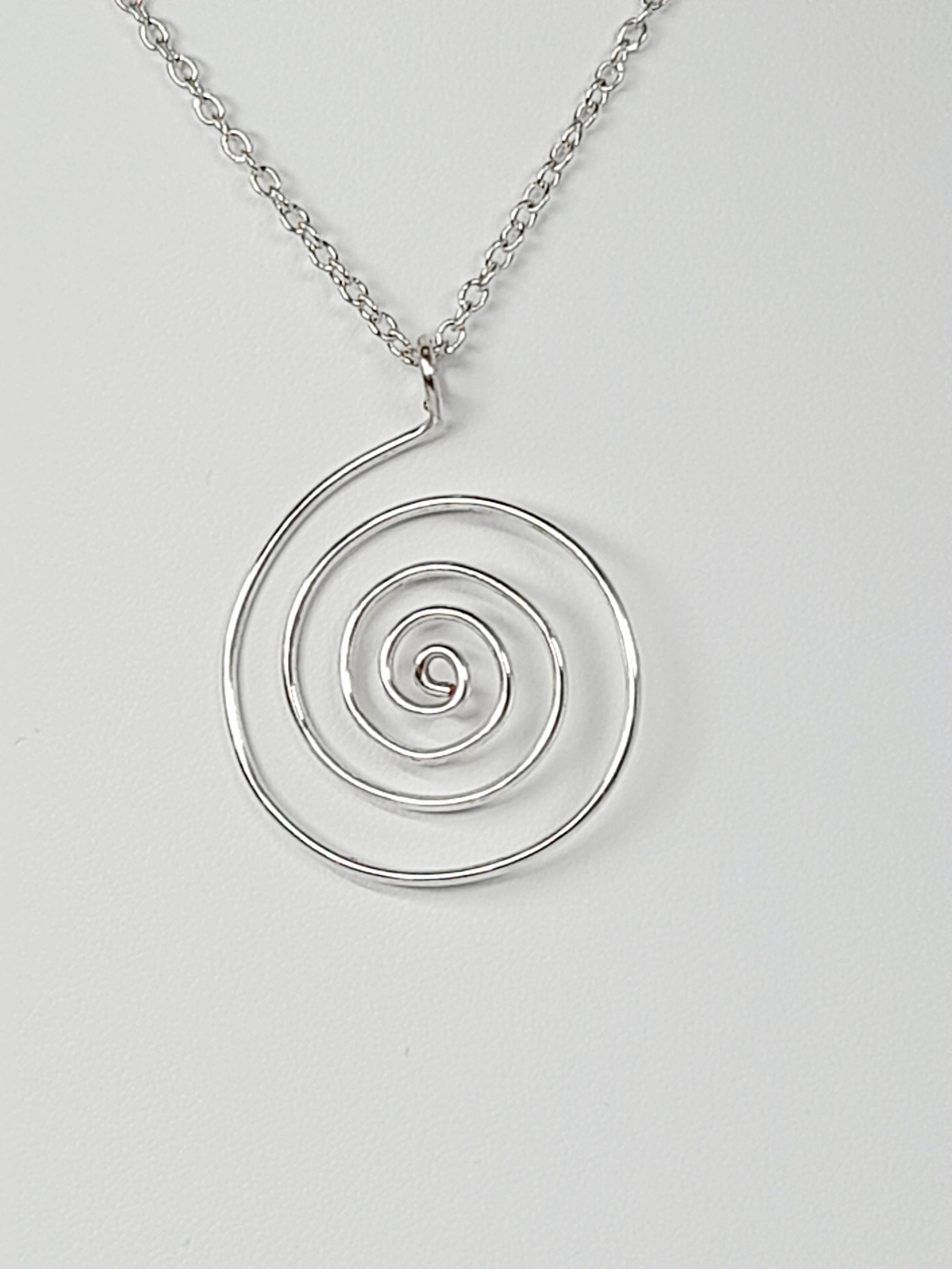 Elegant Handmade Silver Spiral Pendant Necklace