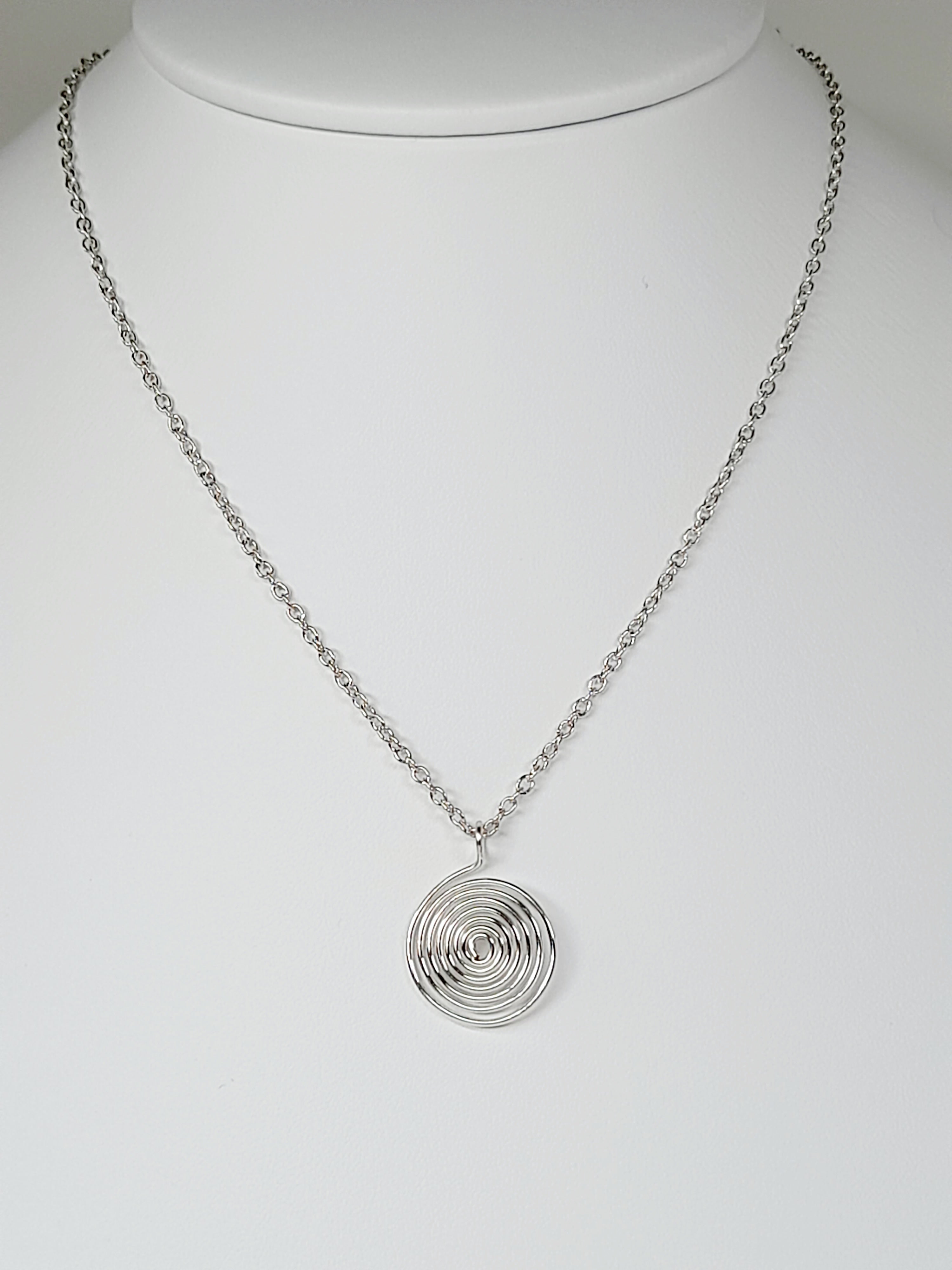 Elegant Handmade Silver Spiral Pendant Necklace, Lightweight & Gift‑Ready