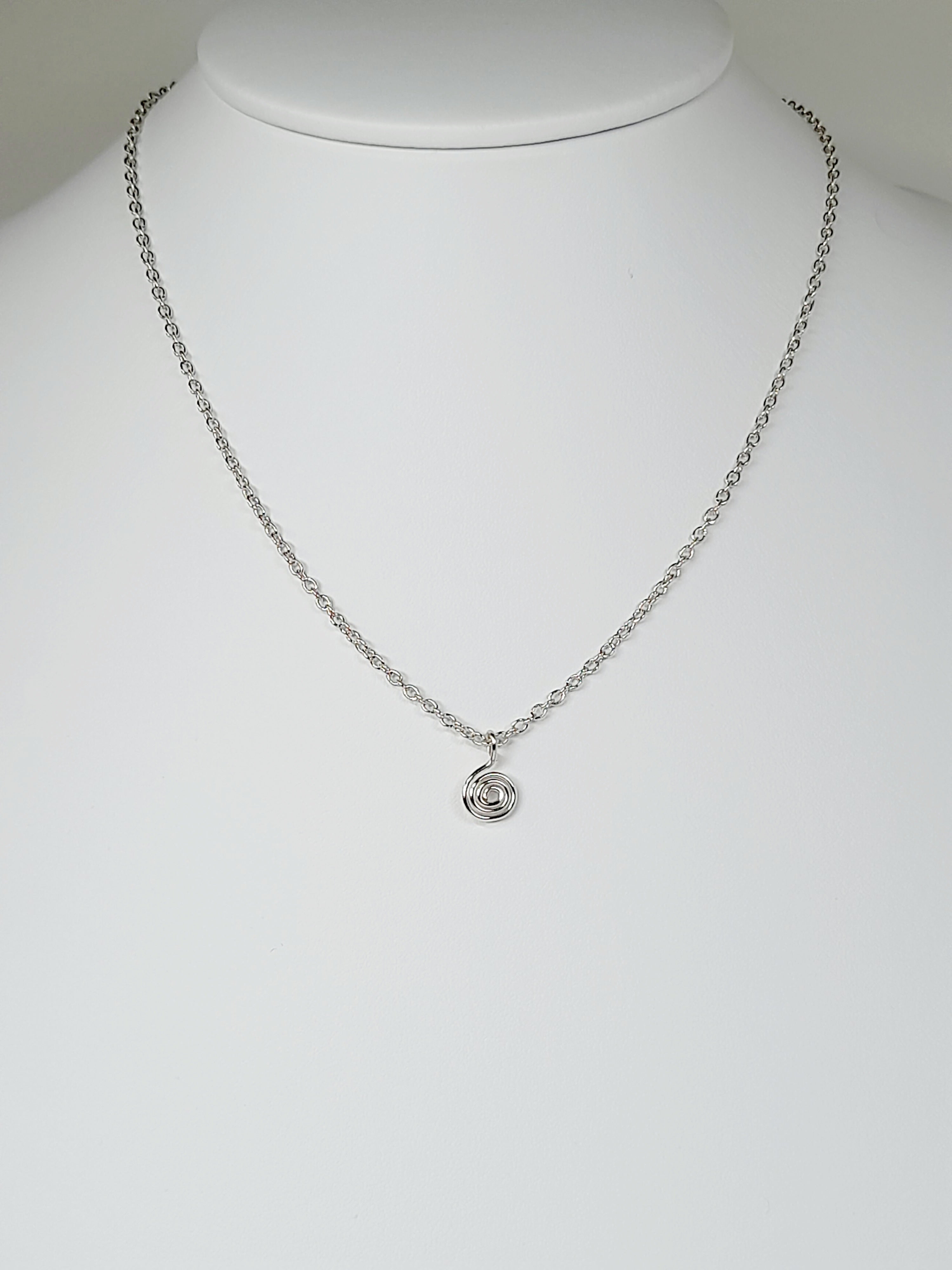 Elegant Handmade Tiny Silver Spiral Pendant Necklace, Lightweight & Gift‑Ready