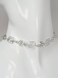 Dainty Silver Square & Round Spiral Choker Necklace