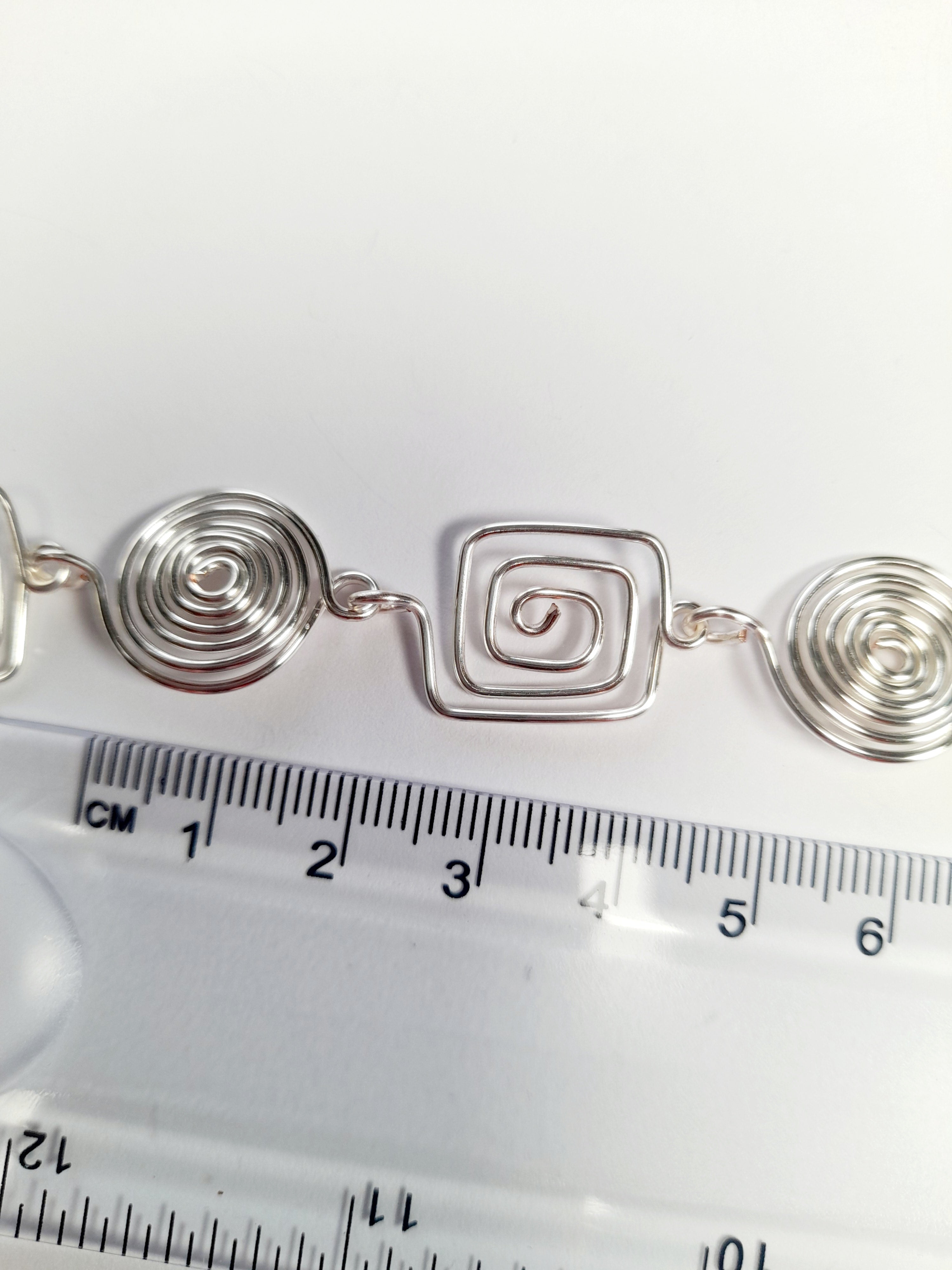 Super Swirly Silver Round & Square Spiral Necklace