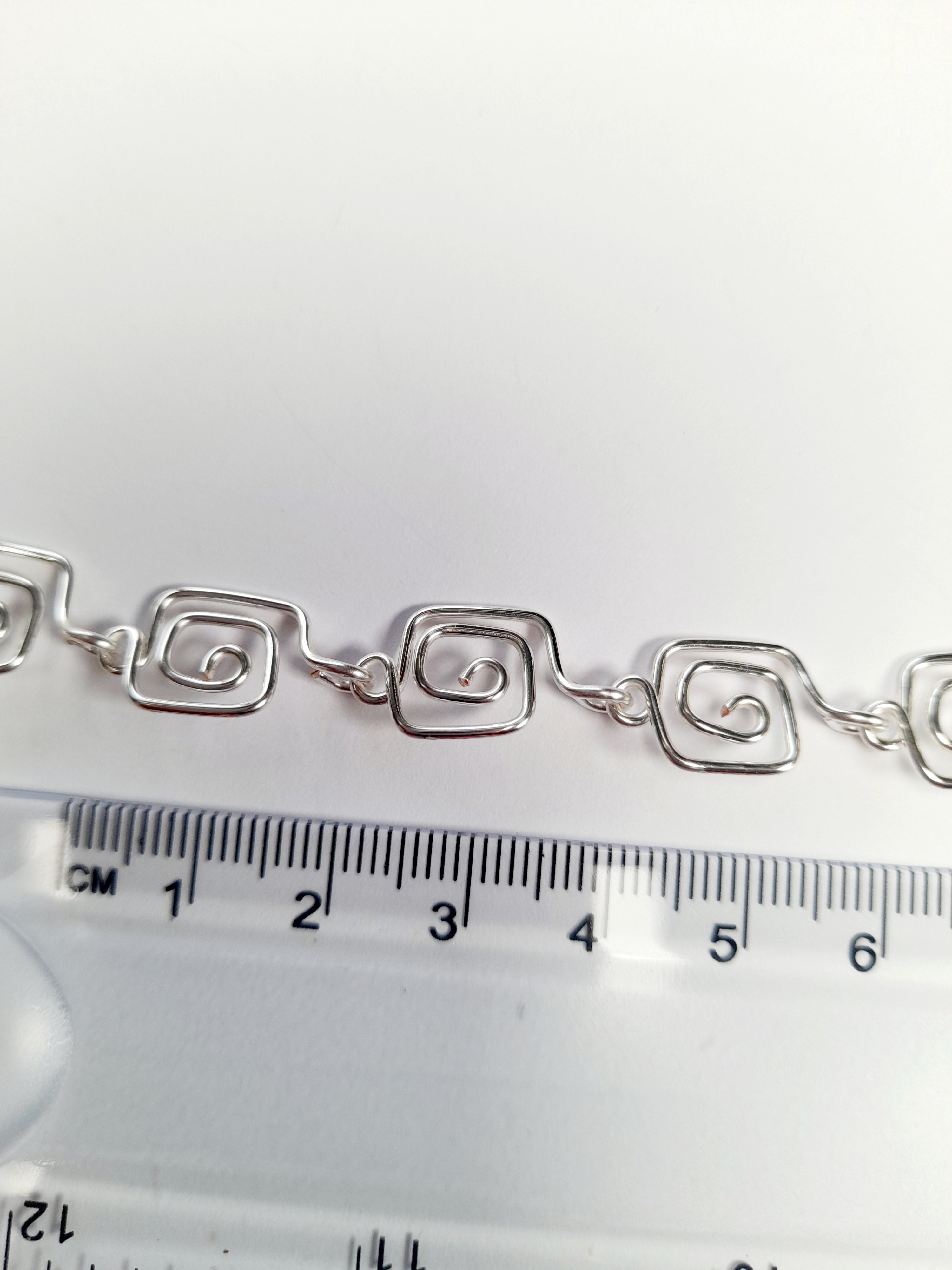 Dainty Super Swirly Silver Square Spiral Necklace