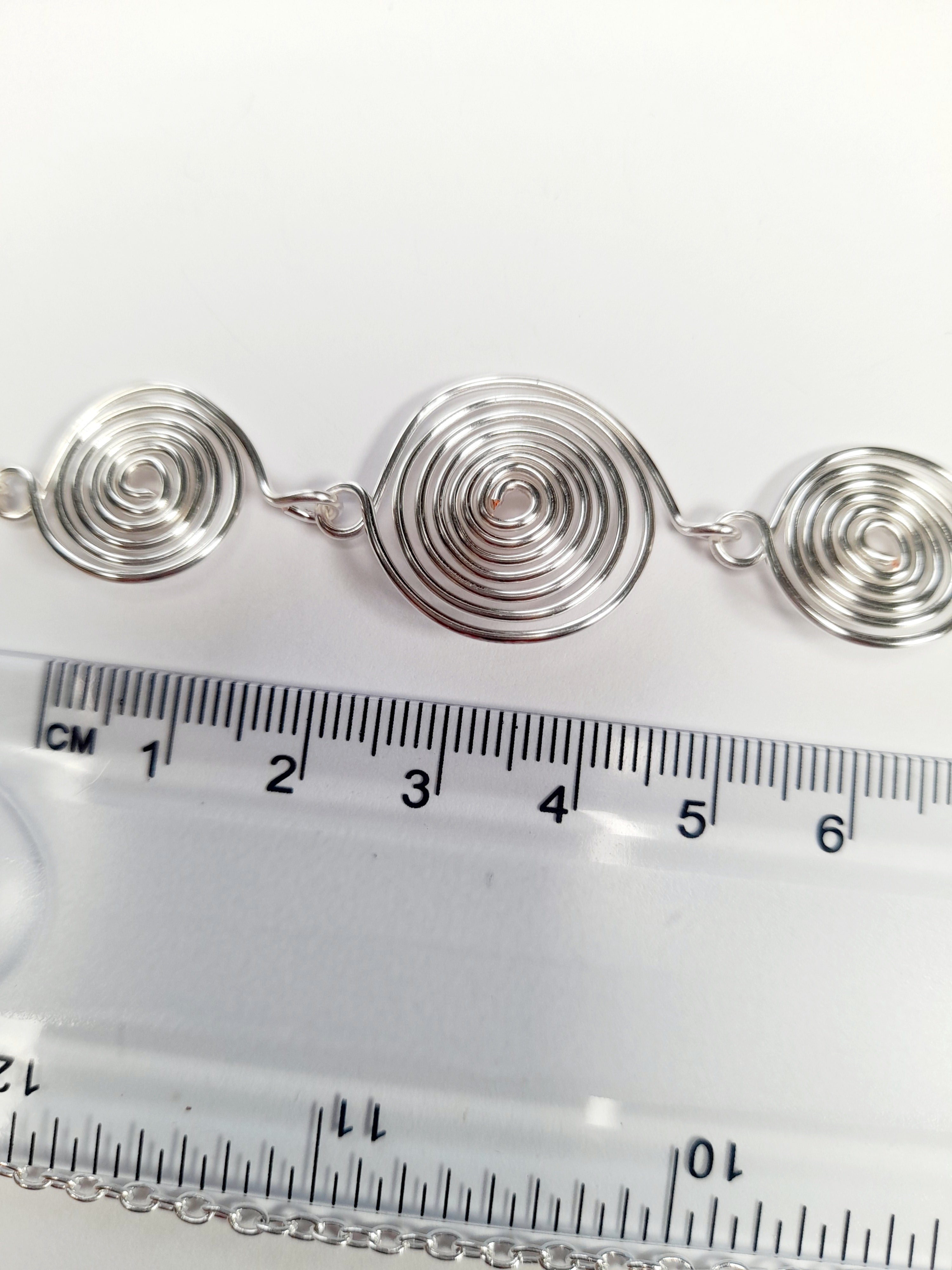 Handmade Silver Spiral Necklace, Elegant Swirly Lightweight Statement Jewellery