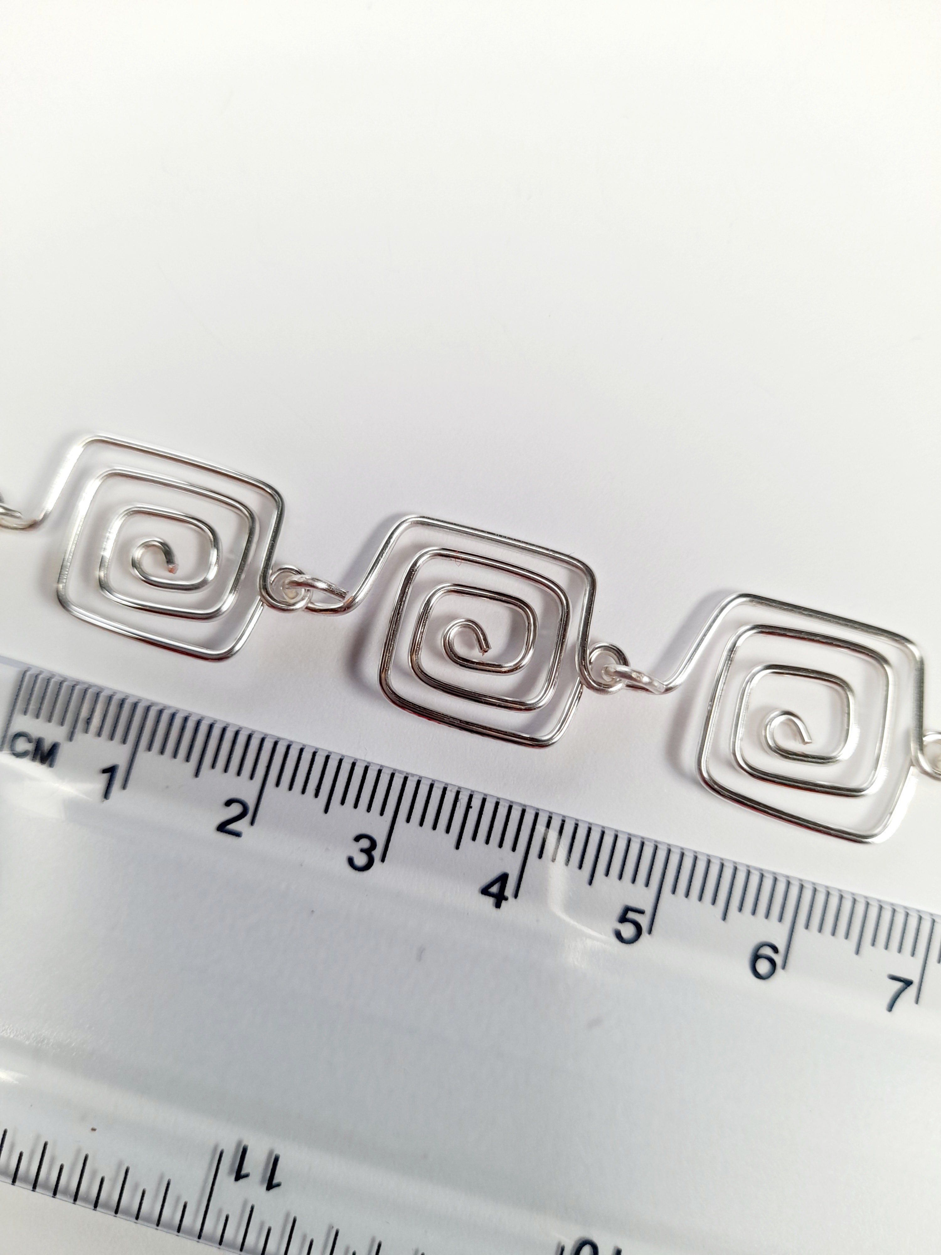 Super Swirly Silver Square Spiral Necklace