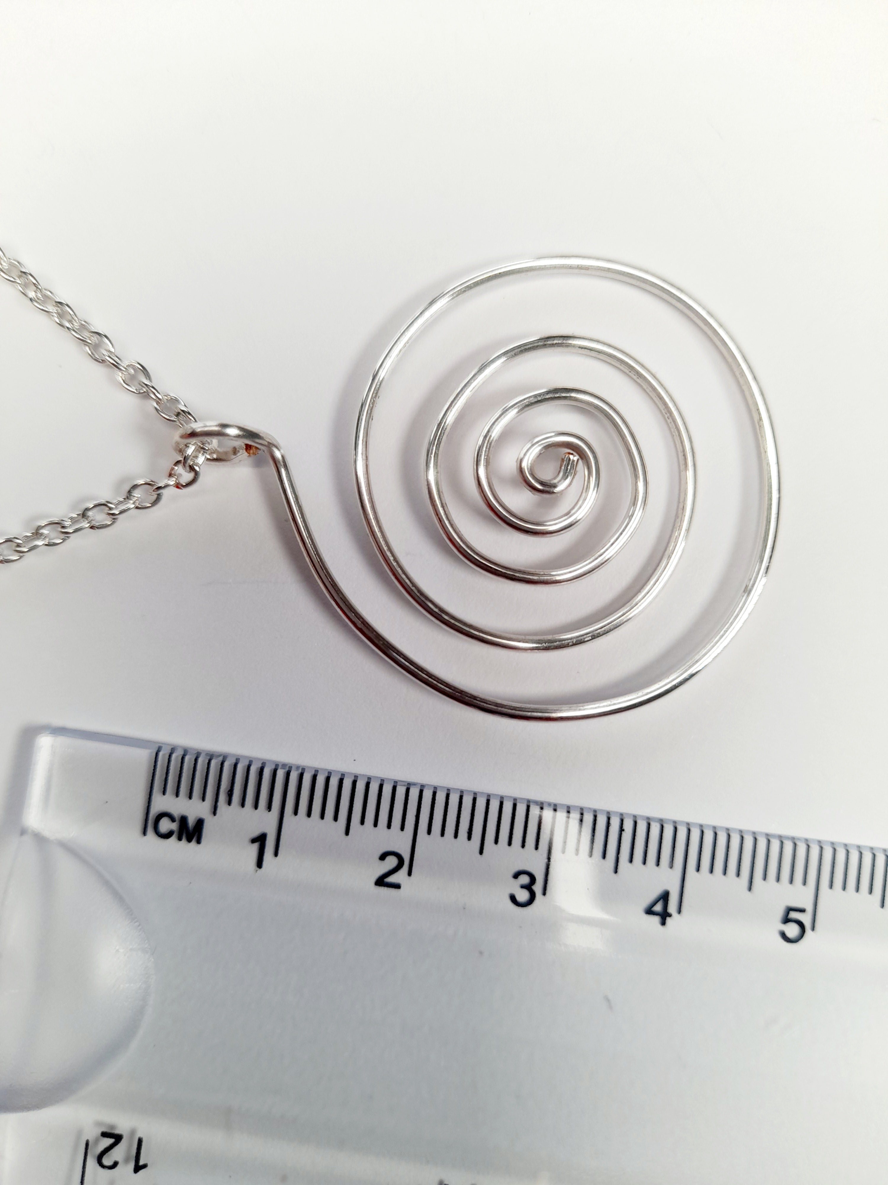 Elegant Handmade Silver Spiral Pendant Necklace