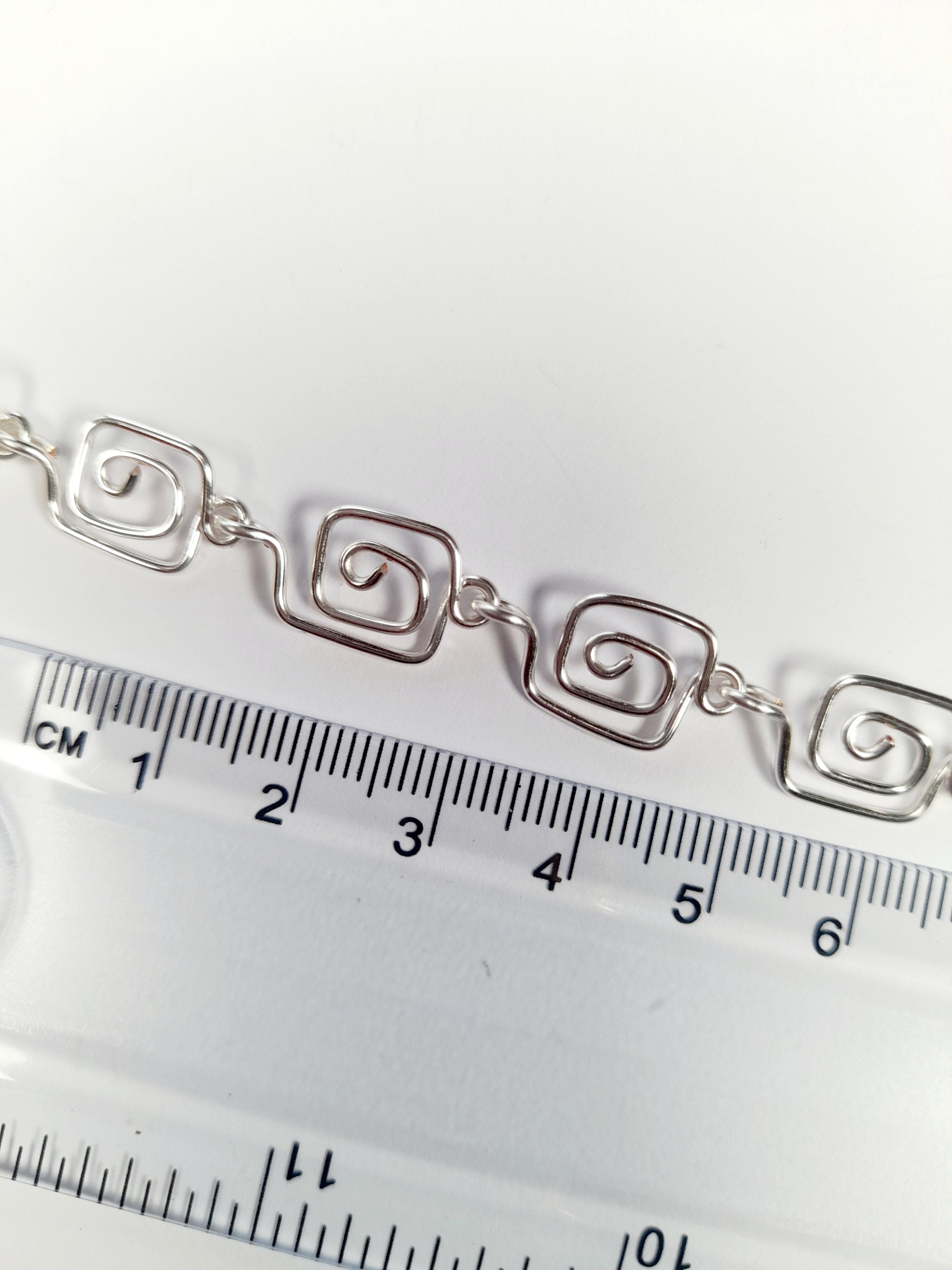 Dainty Super Swirly Silver Square Spiral Choker Necklace