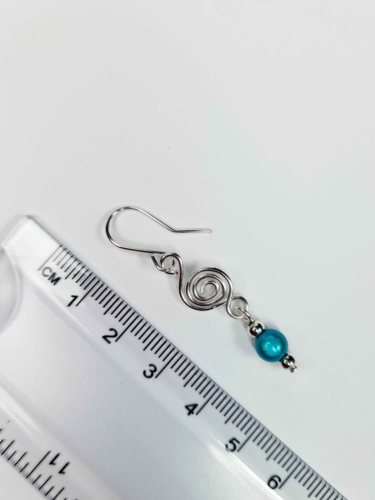 Dainty Silver & Turquoise Spiral Earrings, Handmade, Lightweight & Pretty