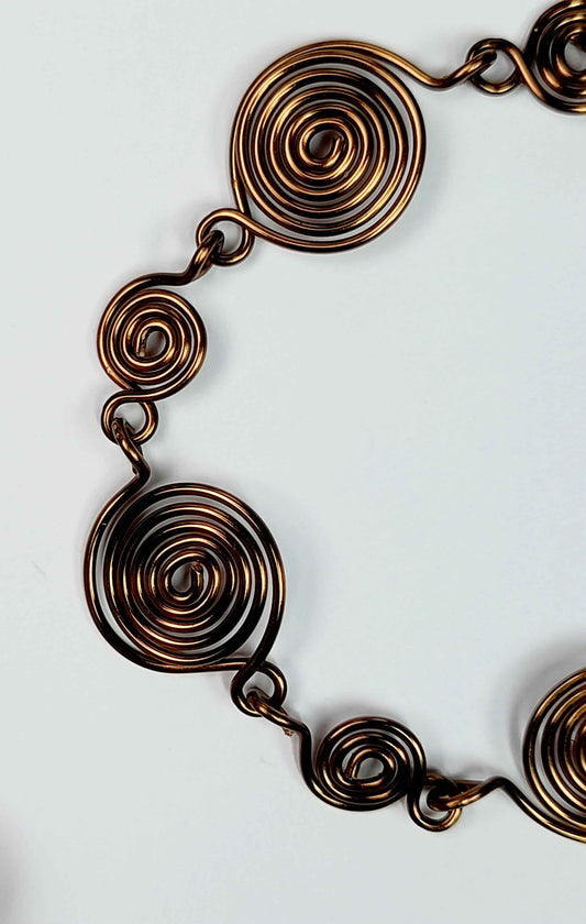 Handmade Bronze Spiral Bracelet, Elegant Swirly Statement Bracelet