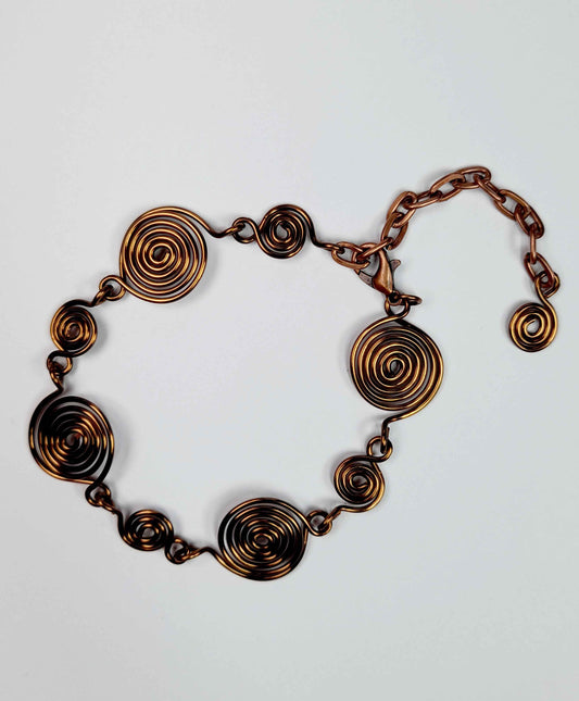Handmade Bronze Spiral Bracelet, Elegant Swirly Statement Bracelet