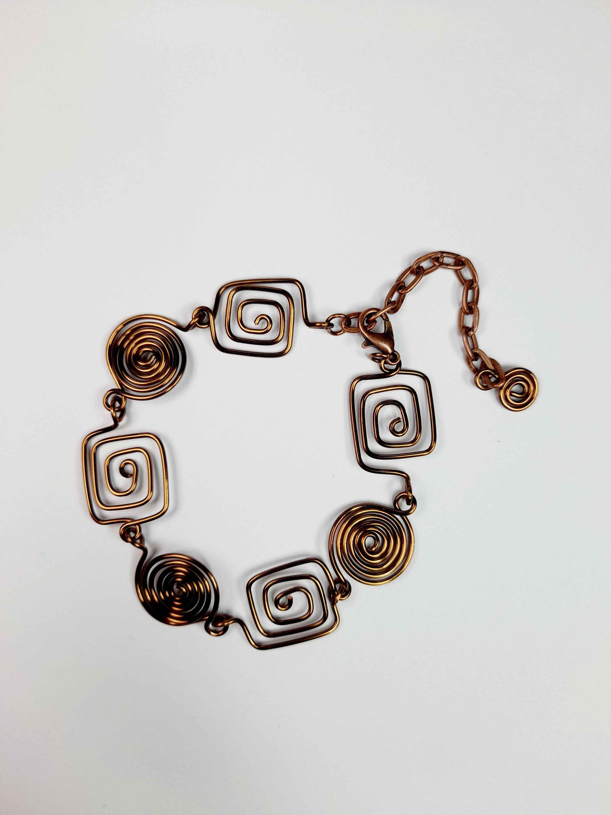 Super Swirly Bronze Round & Square Spiral Bracelet