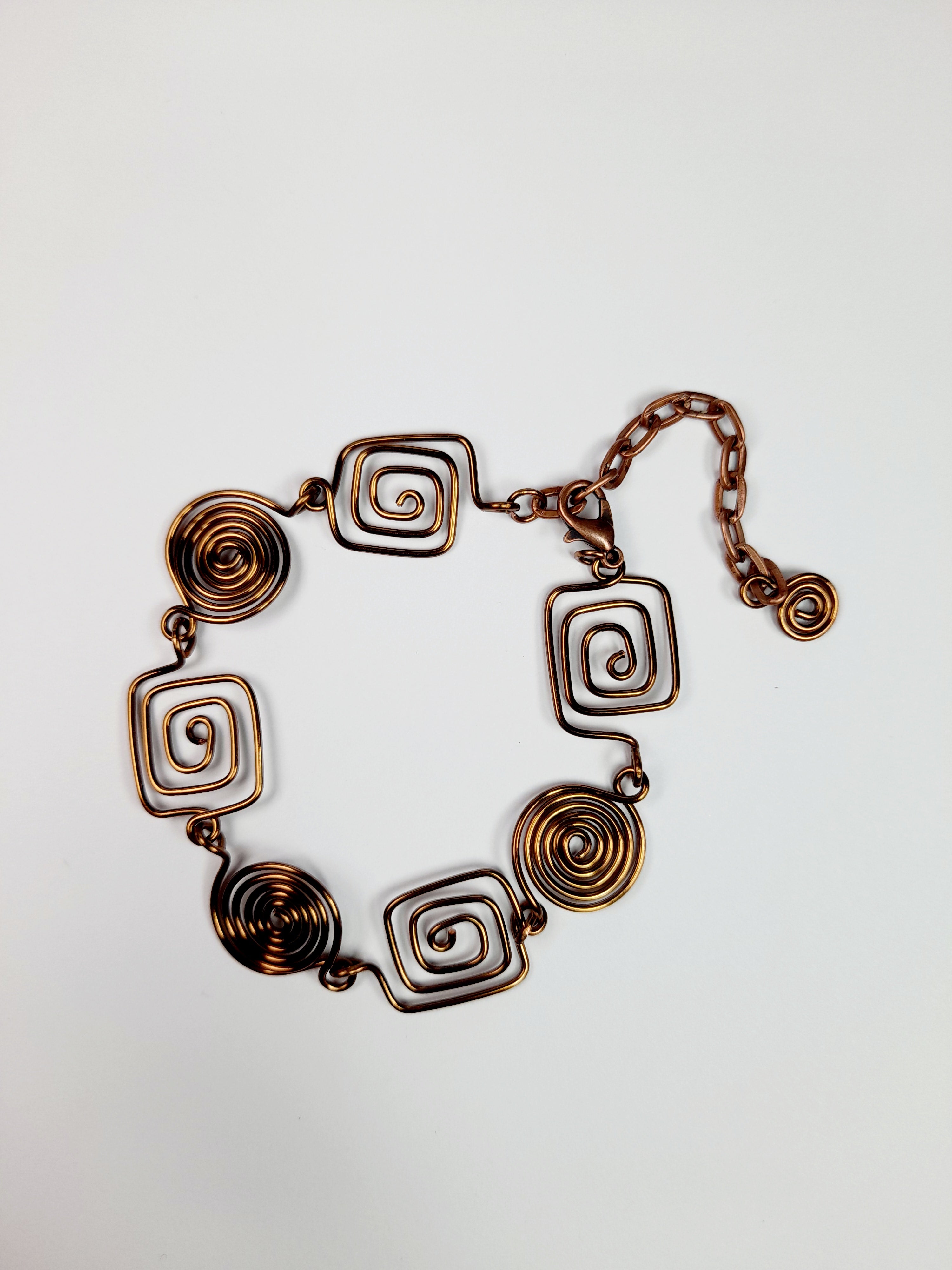 Super Swirly Bronze Round & Square Spiral Bracelet