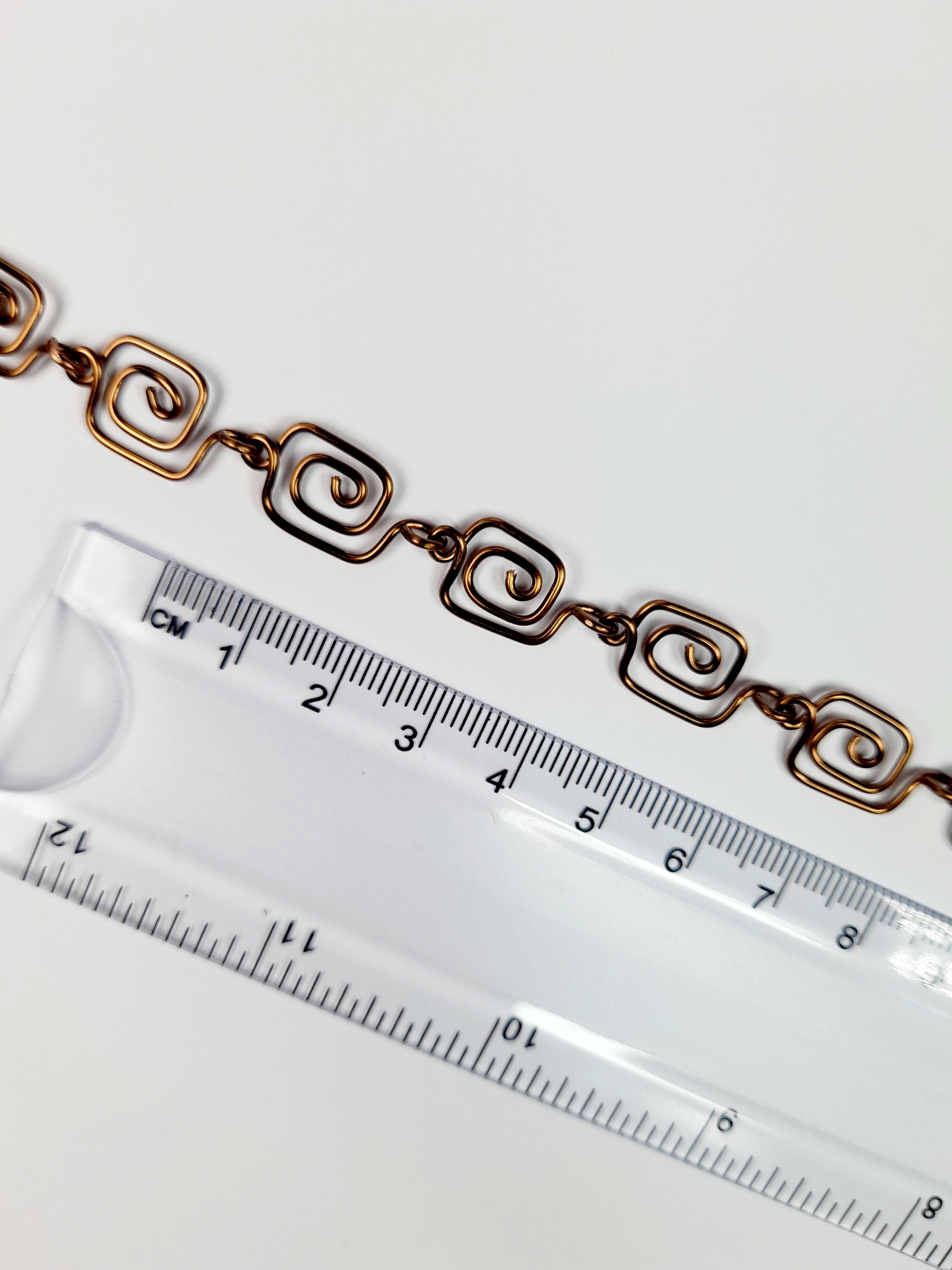 Dainty Super Swirly Bronze Square Spiral Bracelet