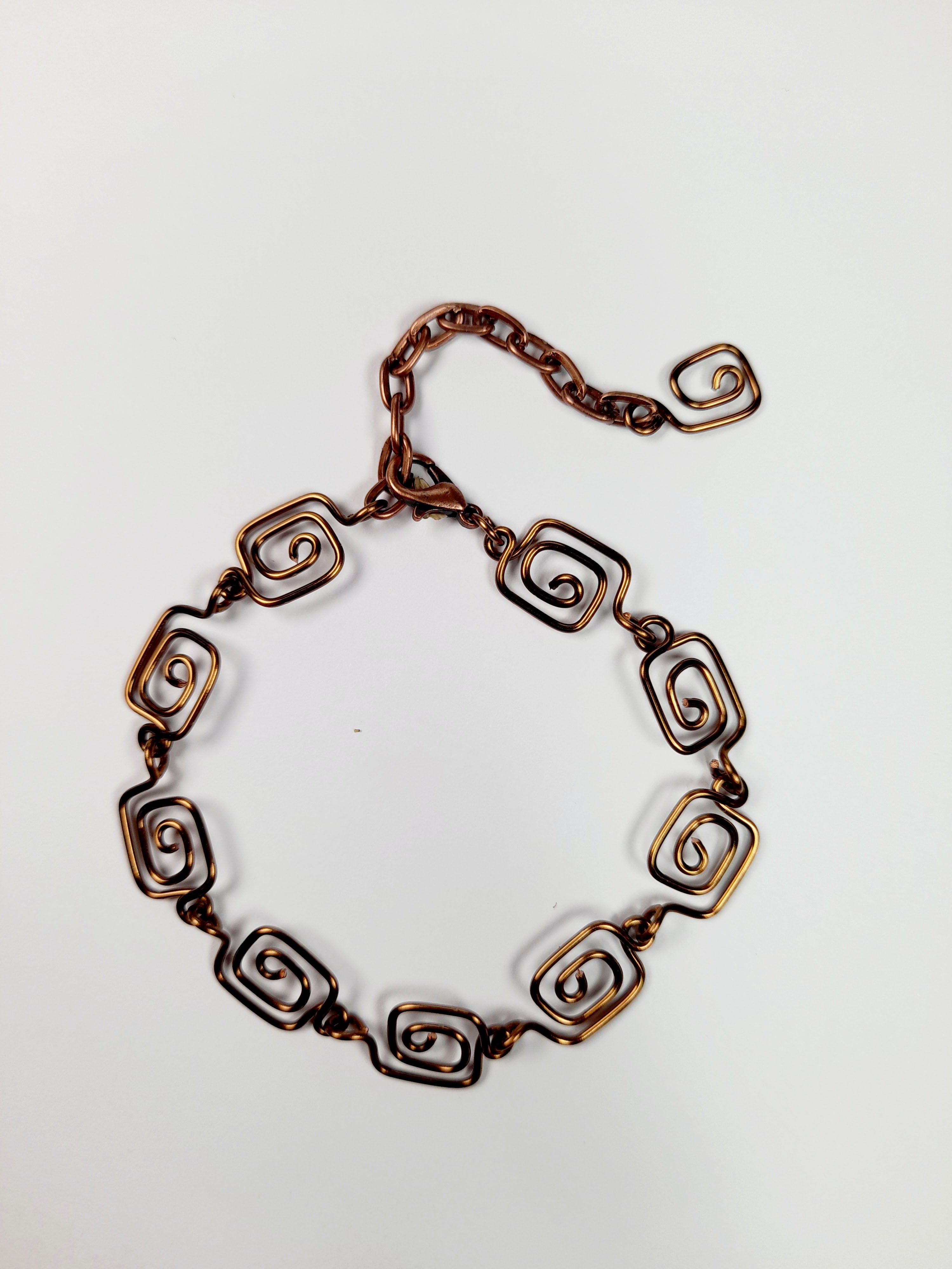 Dainty Super Swirly Bronze Square Spiral Bracelet