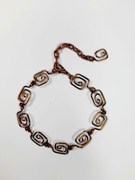 Dainty Super Swirly Bronze Square Spiral Bracelet