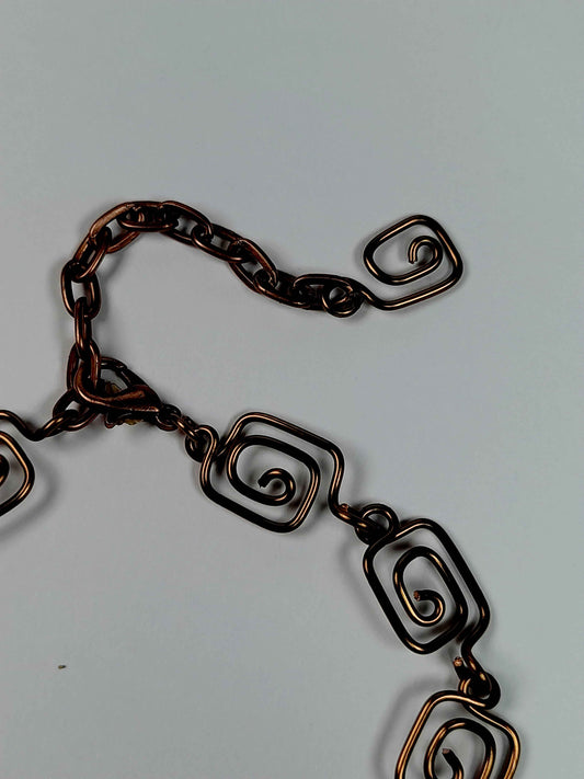 Dainty Super Swirly Bronze Square Spiral Bracelet