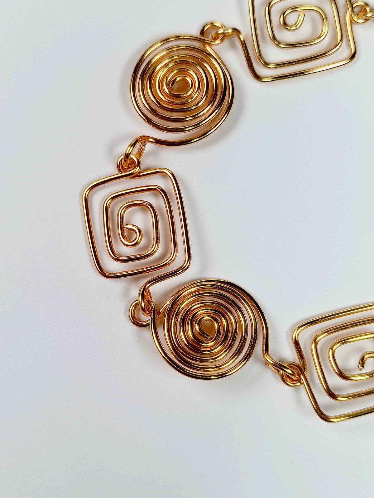 Super Swirly Gold Round & Square Spiral Bracelet