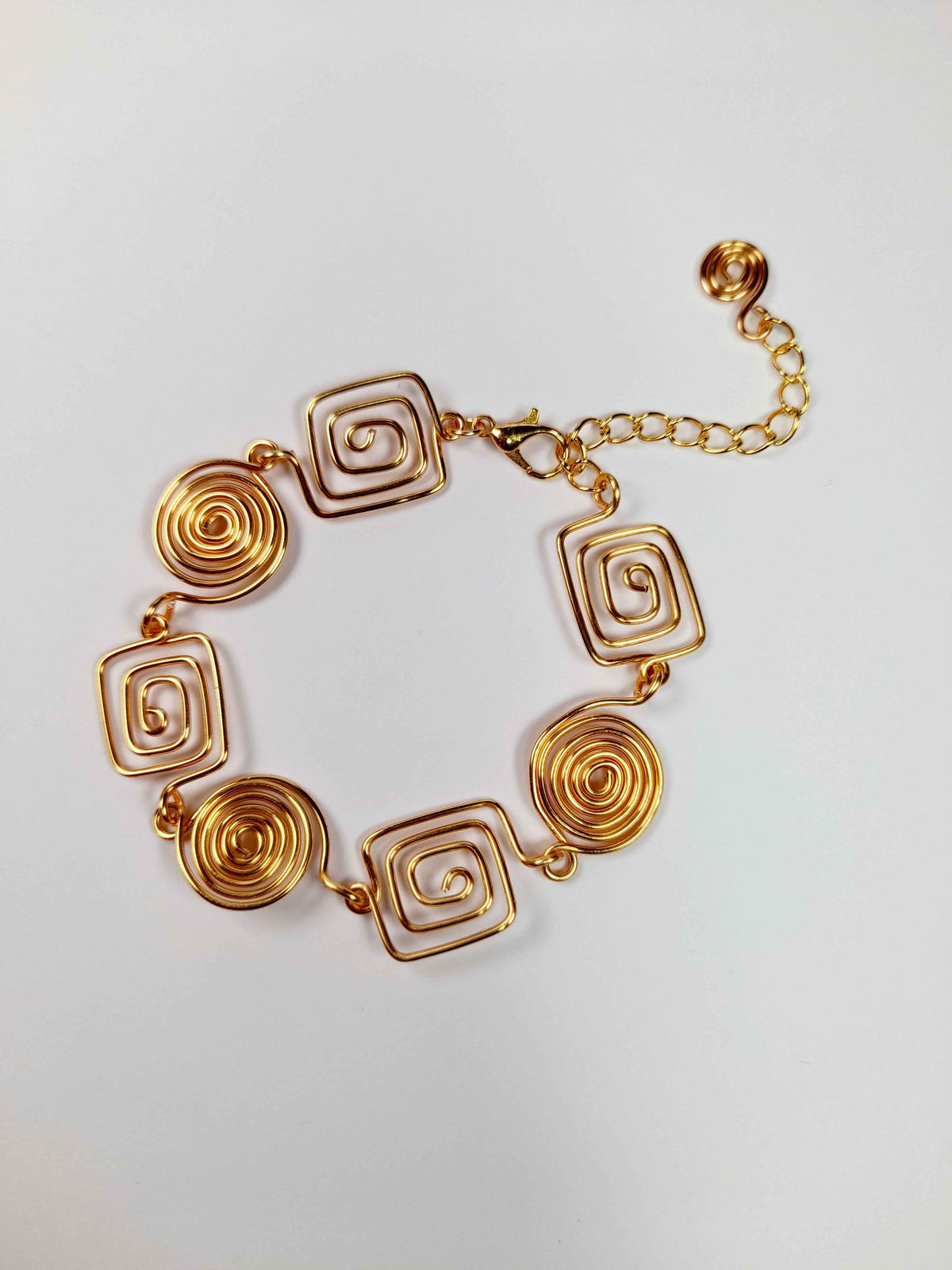 Super Swirly Gold Round & Square Spiral Bracelet