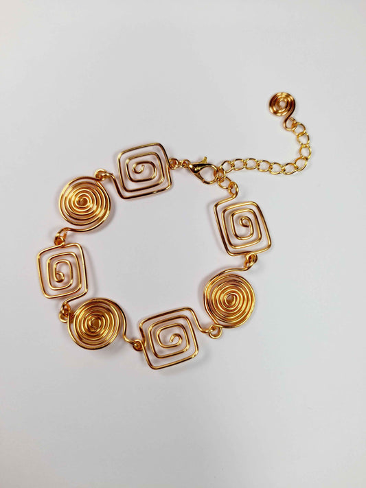 Super Swirly Gold Round & Square Spiral Bracelet