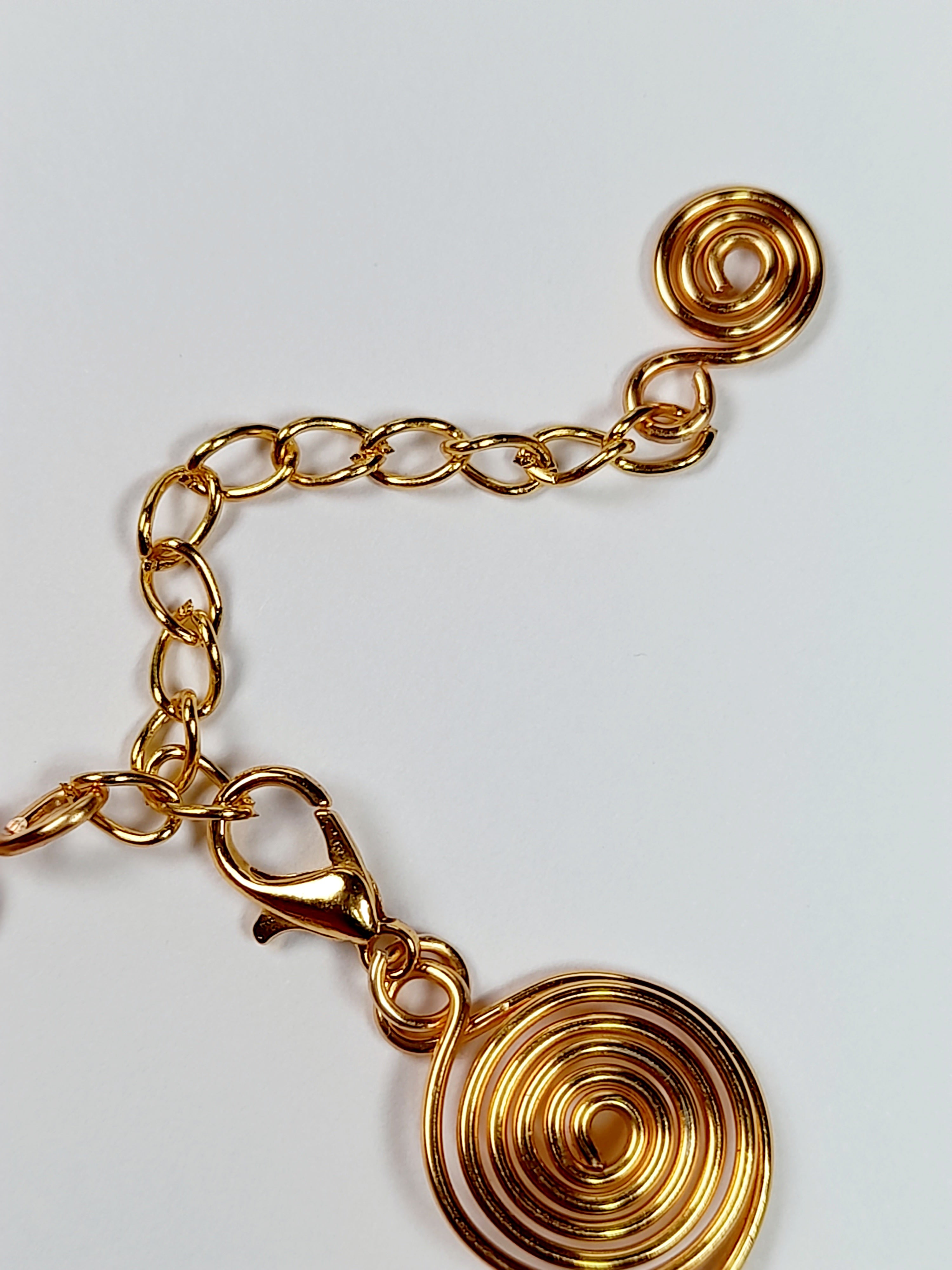 Handmade Gold Spiral Bracelet, Elegant Swirly Statement Bracelet