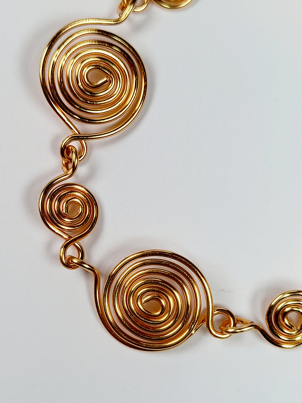 Handmade Gold Spiral Bracelet, Elegant Swirly Statement Bracelet