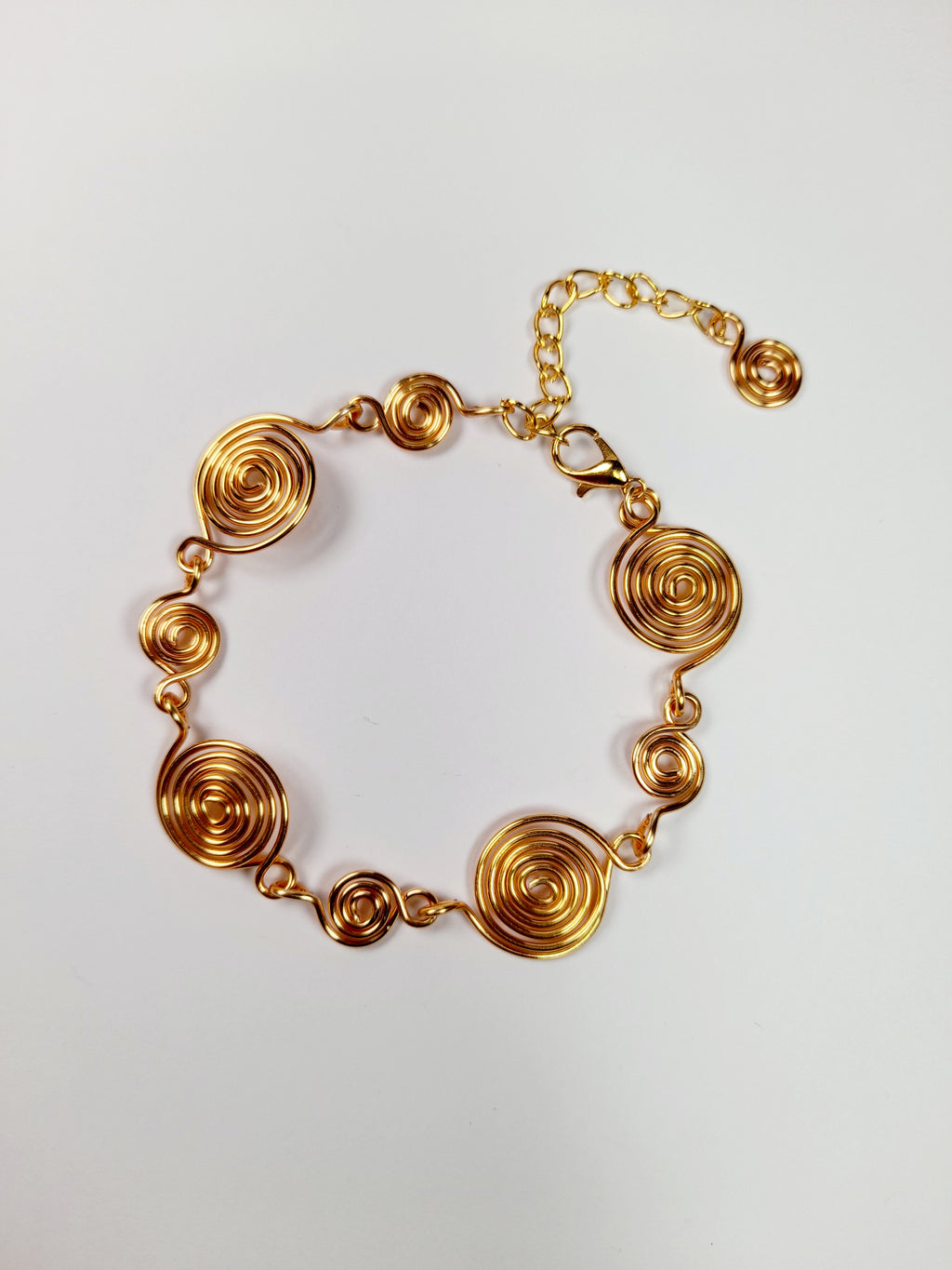 Handmade Gold Spiral Bracelet, Elegant Swirly Statement Bracelet