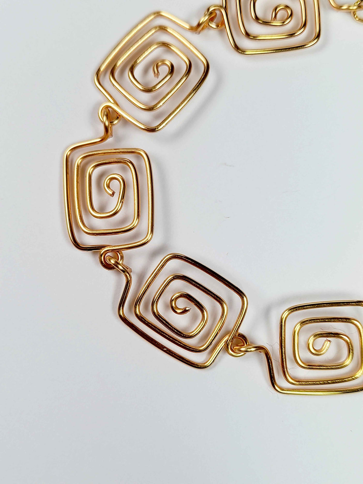 Super Swirly Gold Square Spiral Bracelet
