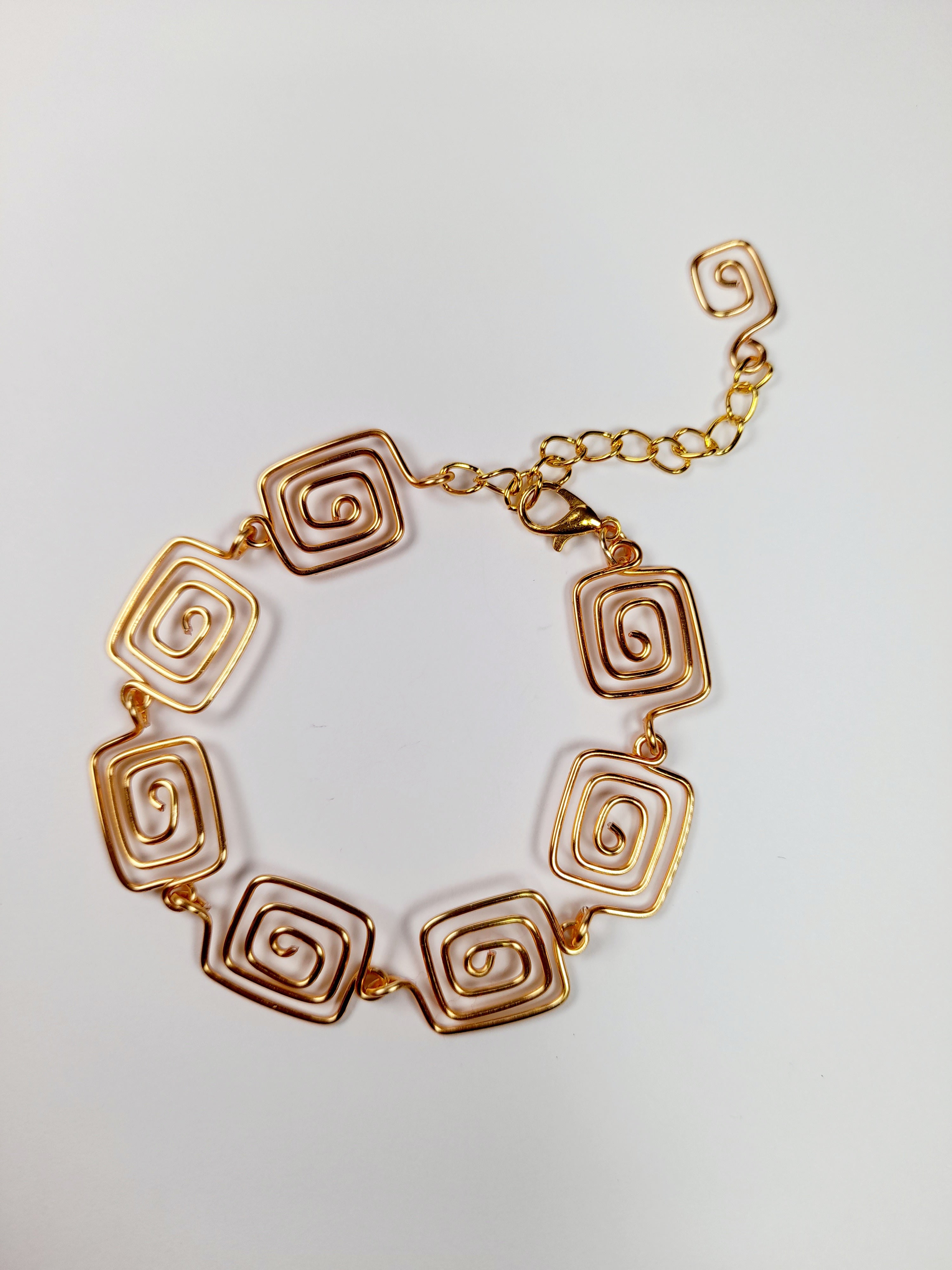 Super Swirly Gold Square Spiral Bracelet