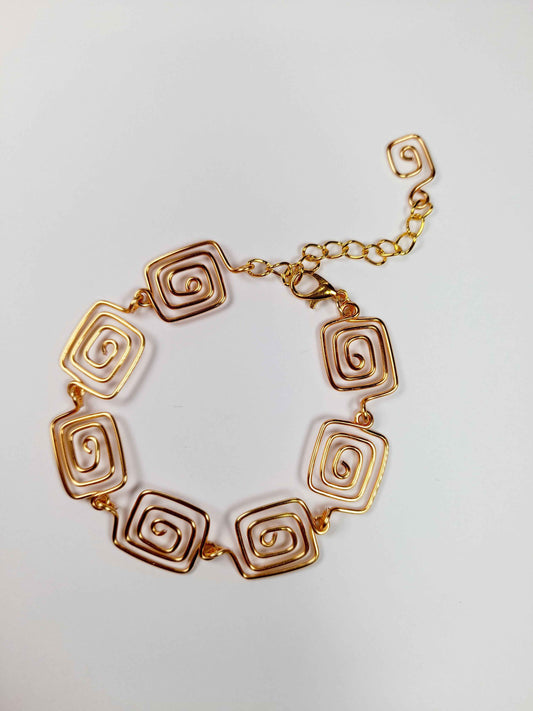 Super Swirly Gold Square Spiral Bracelet