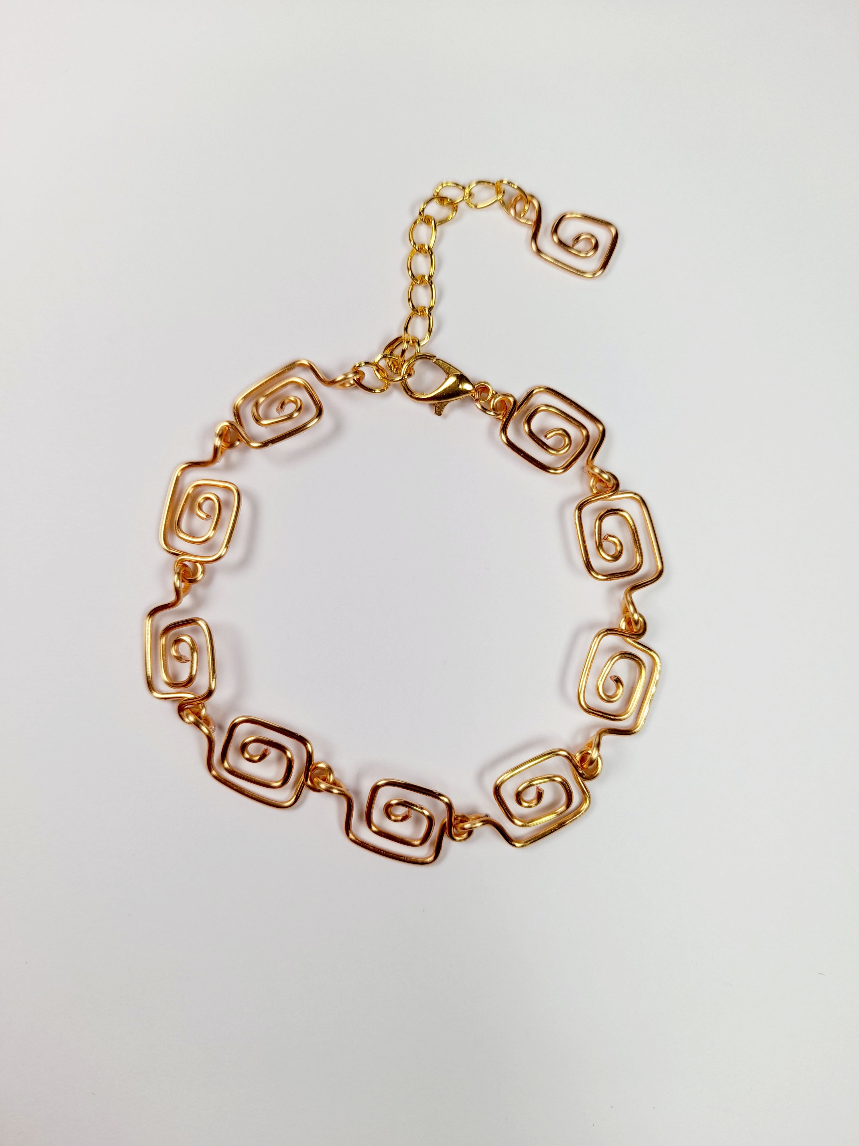 Dainty Super Swirly Gold Square Spiral Bracelet