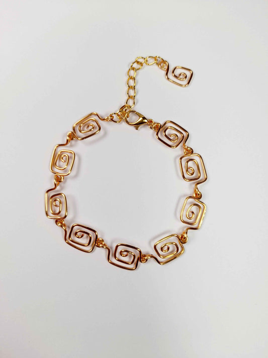 Dainty Super Swirly Gold Square Spiral Bracelet