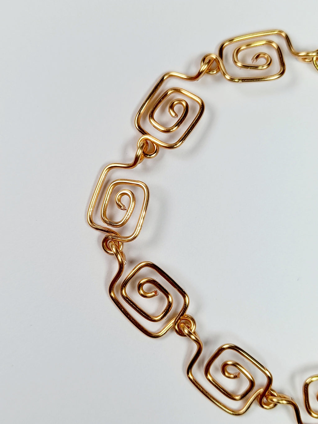 Dainty Super Swirly Gold Square Spiral Bracelet