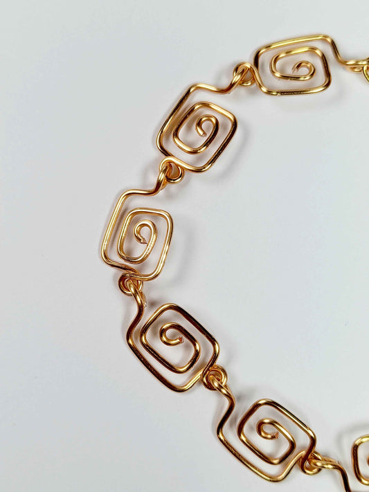Dainty Super Swirly Gold Square Spiral Bracelet
