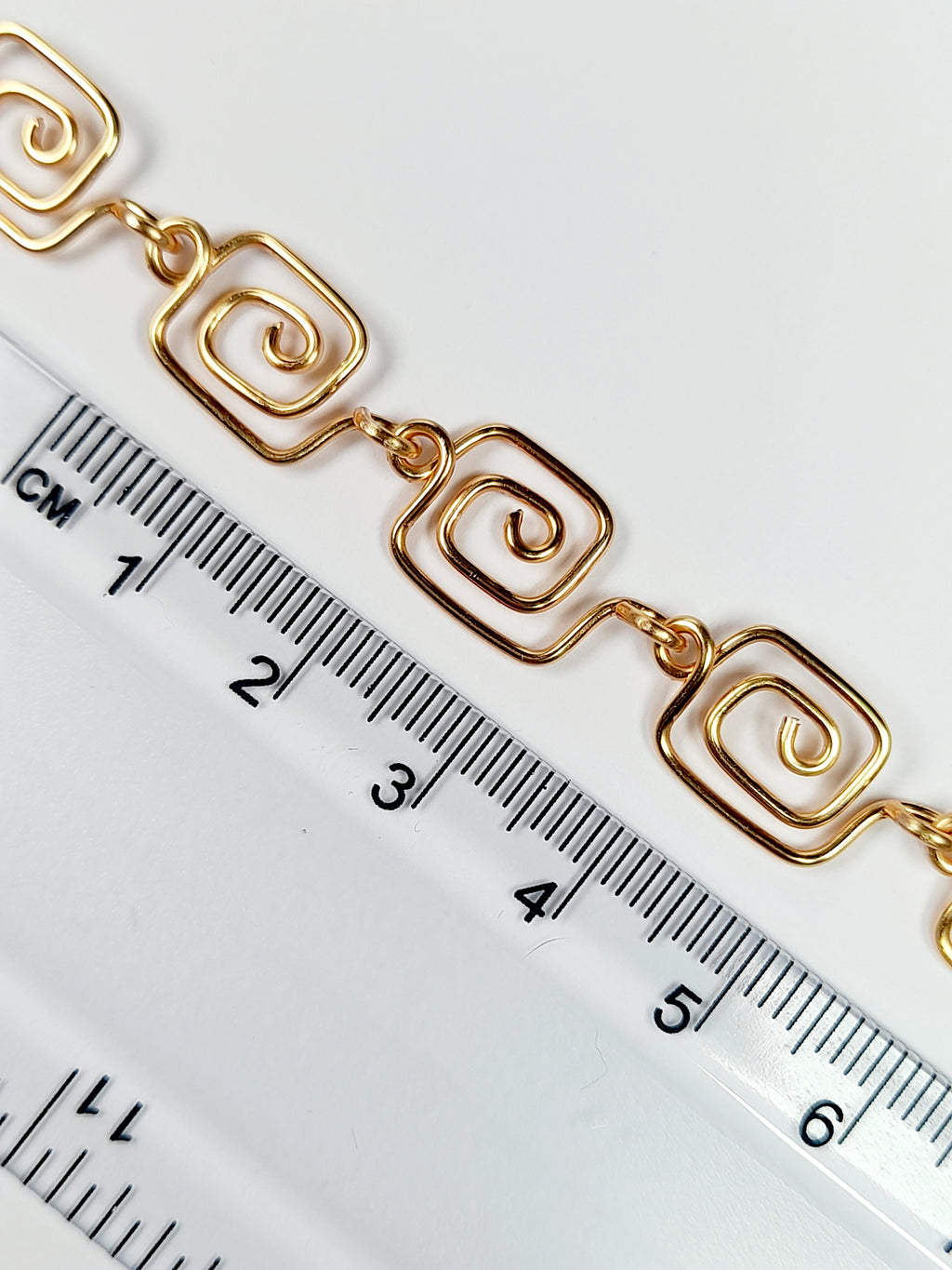 Dainty Super Swirly Gold Square Spiral Bracelet