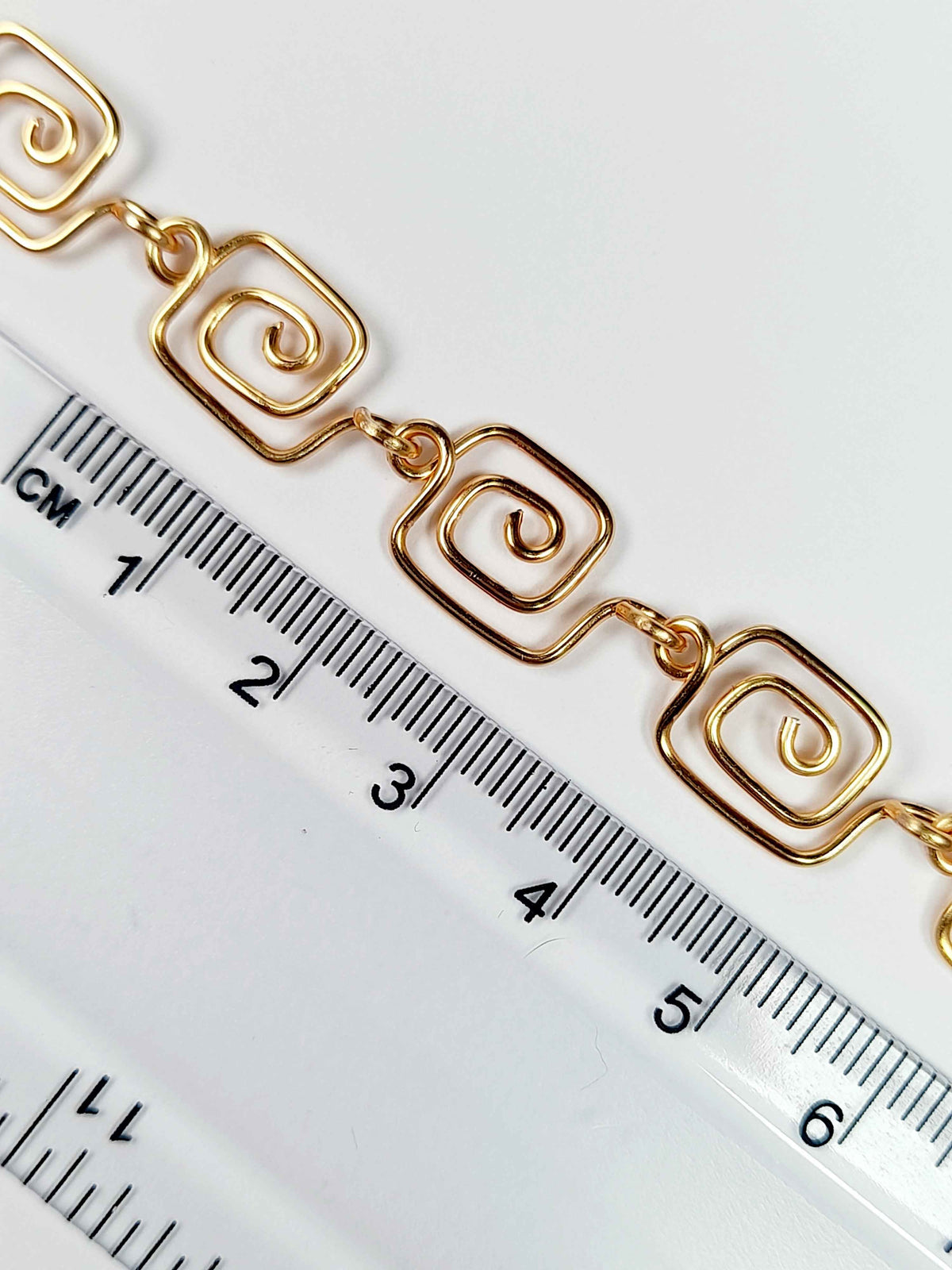 Dainty Super Swirly Gold Square Spiral Bracelet
