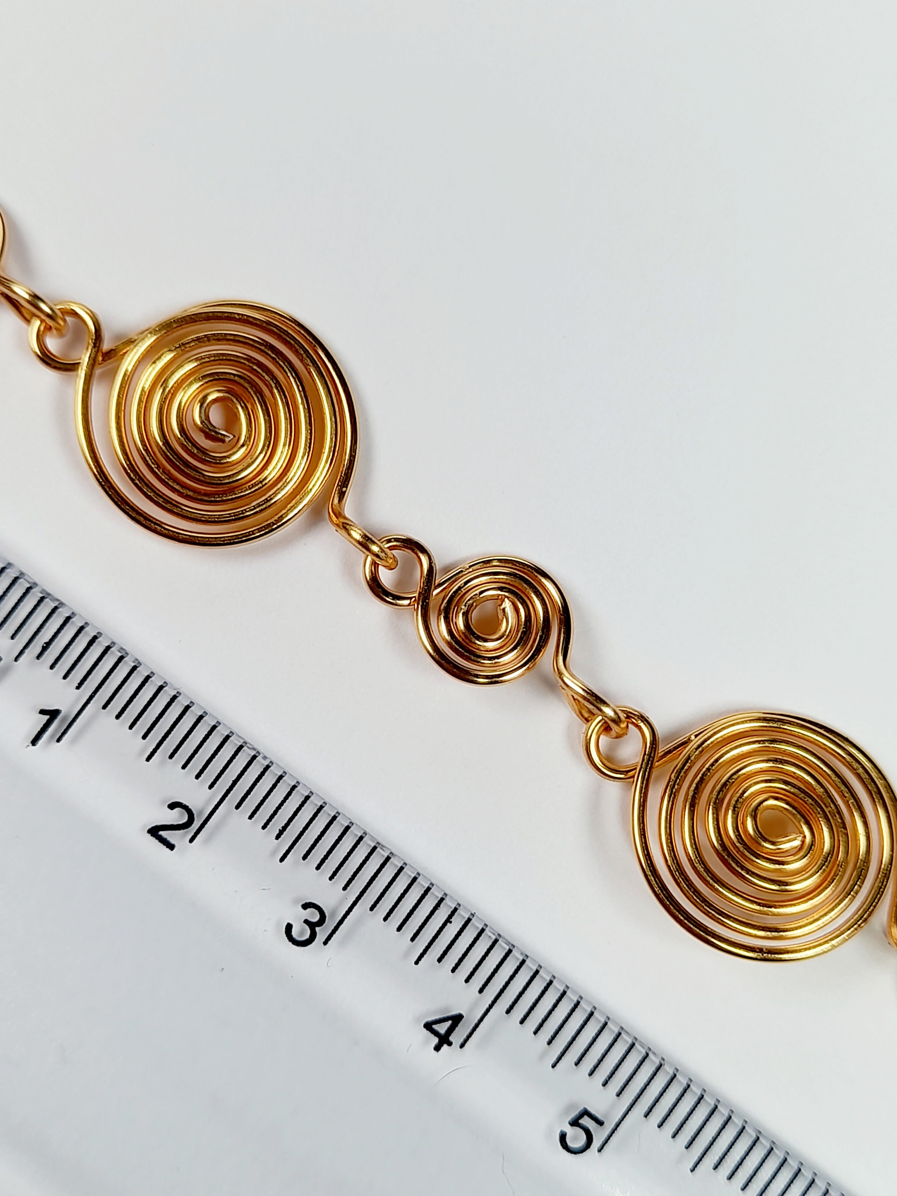 Handmade Gold Spiral Bracelet, Elegant Swirly Statement Bracelet
