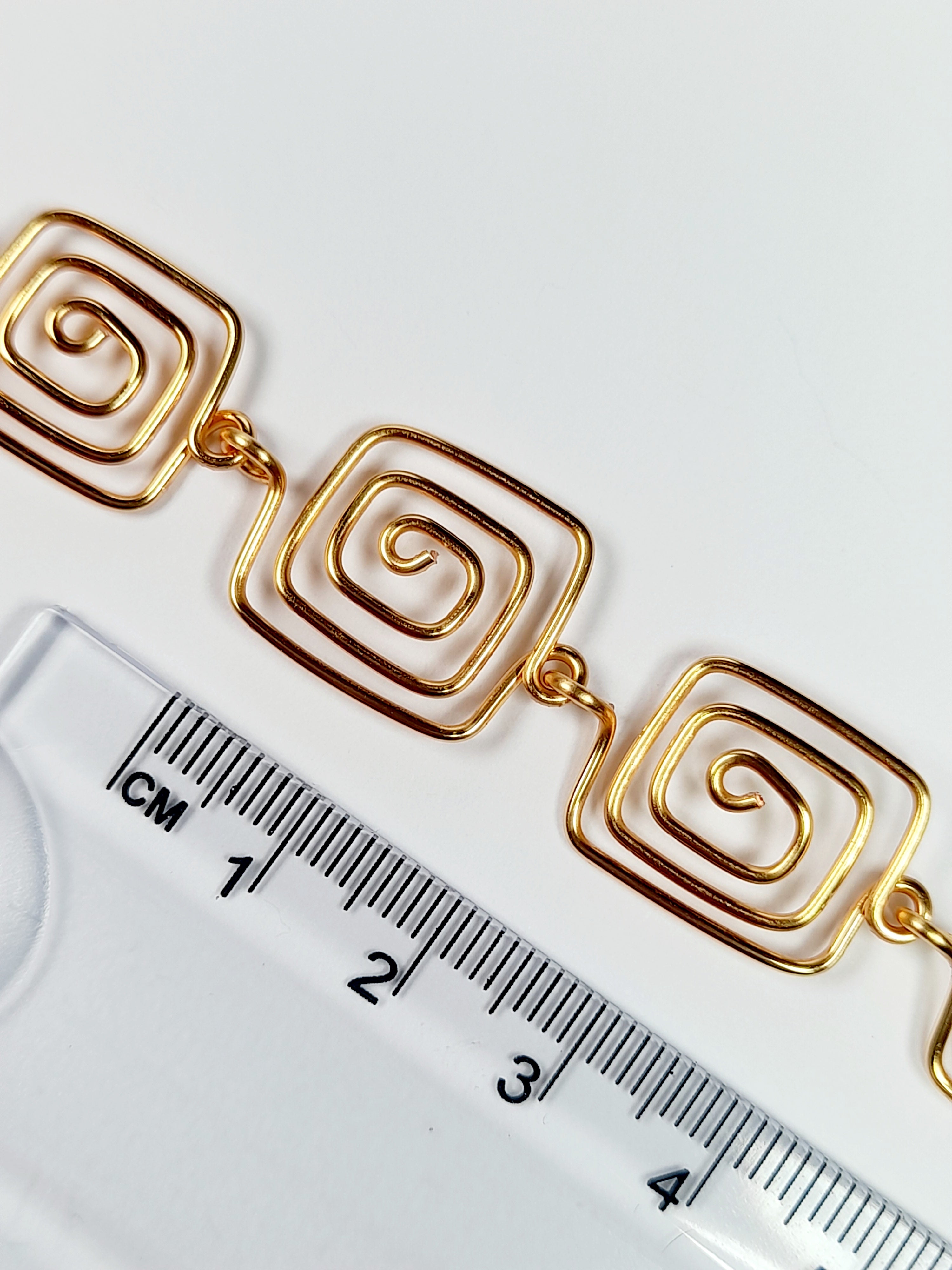 Super Swirly Gold Square Spiral Bracelet