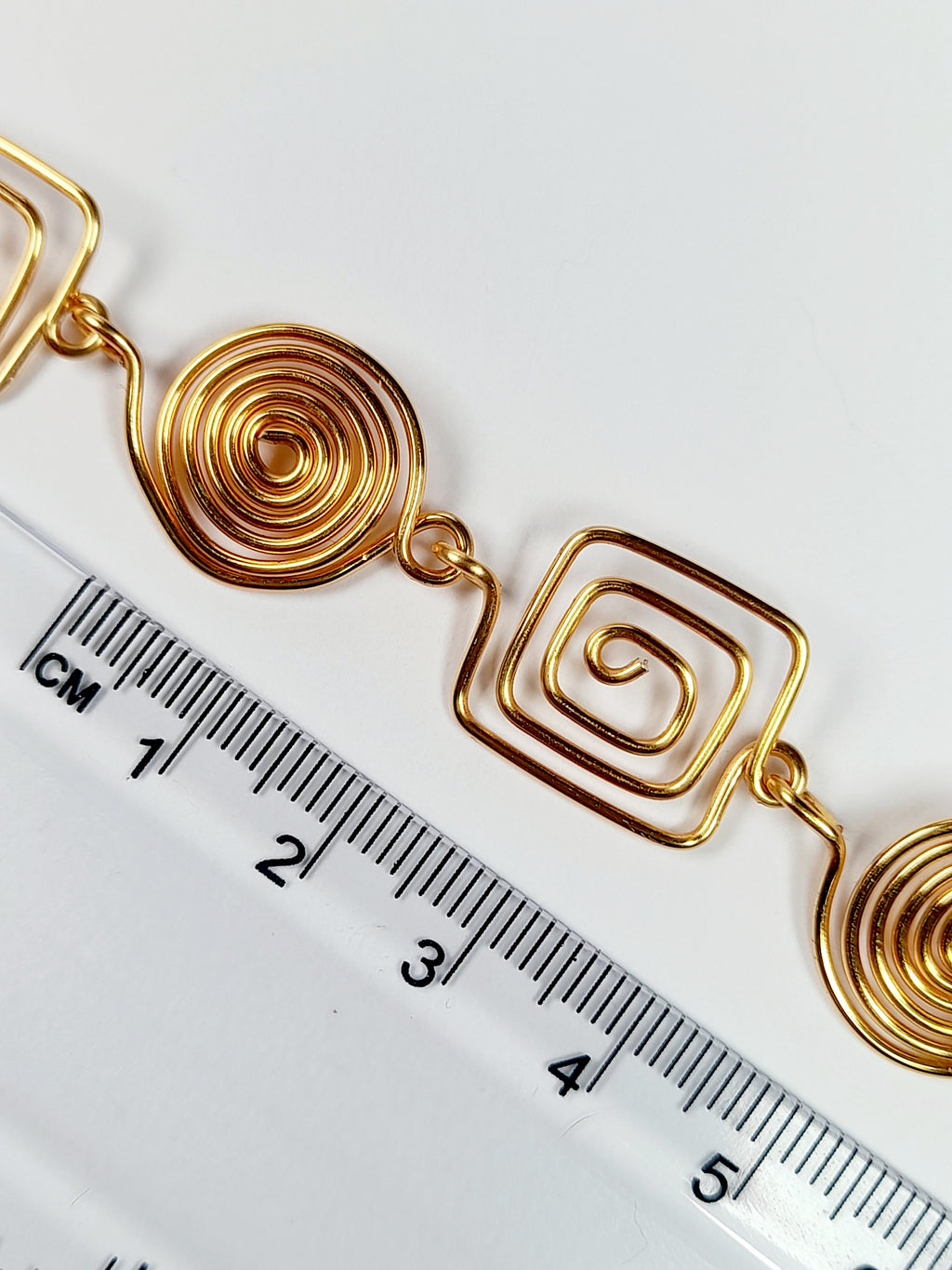 Super Swirly Gold Round & Square Spiral Bracelet