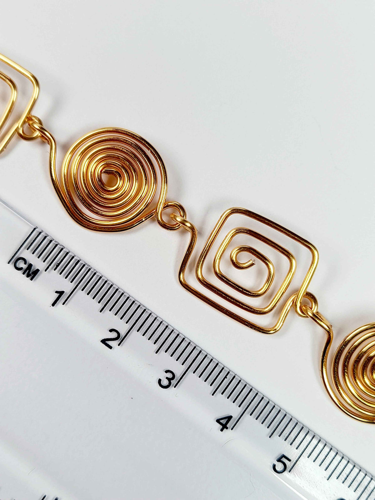 Super Swirly Gold Round & Square Spiral Bracelet
