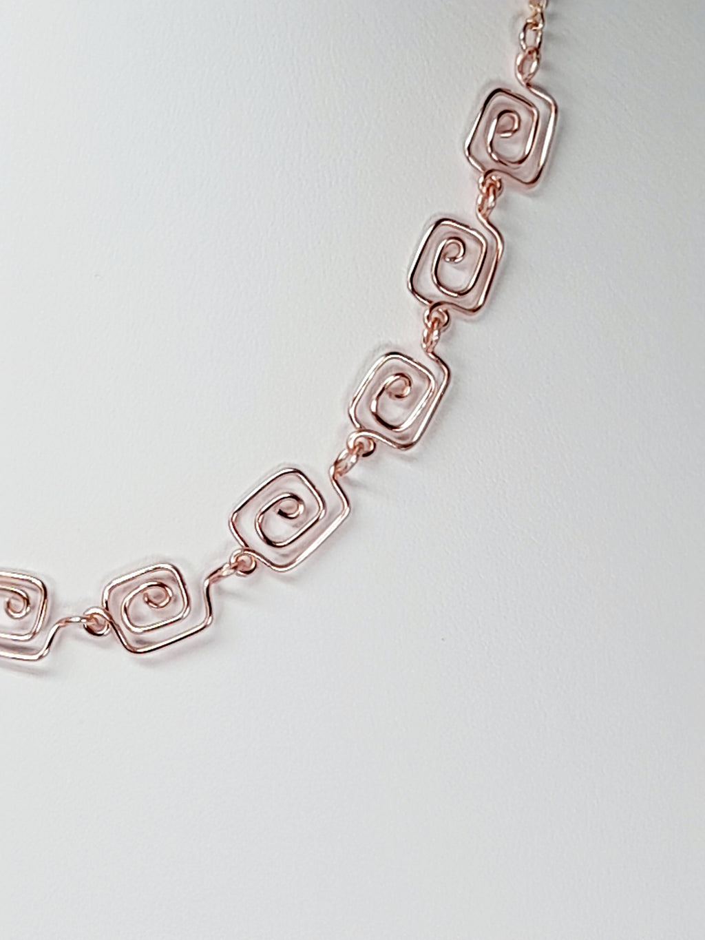 Dainty Super Swirly Rose Gold Square Spiral Necklace