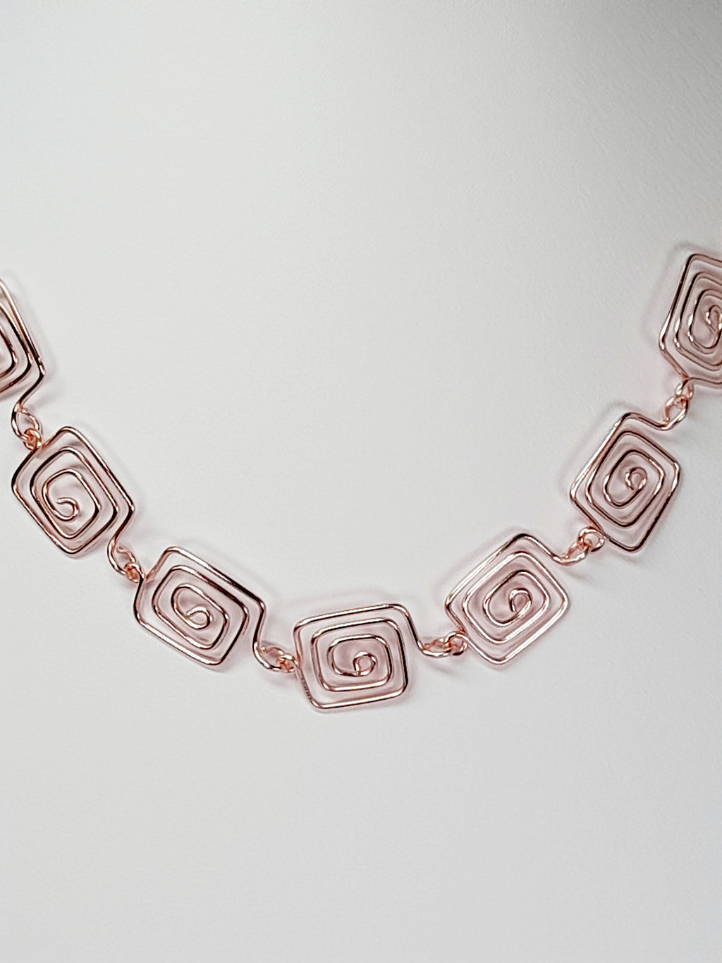Super Swirly Rose Gold Square Spiral Necklace
