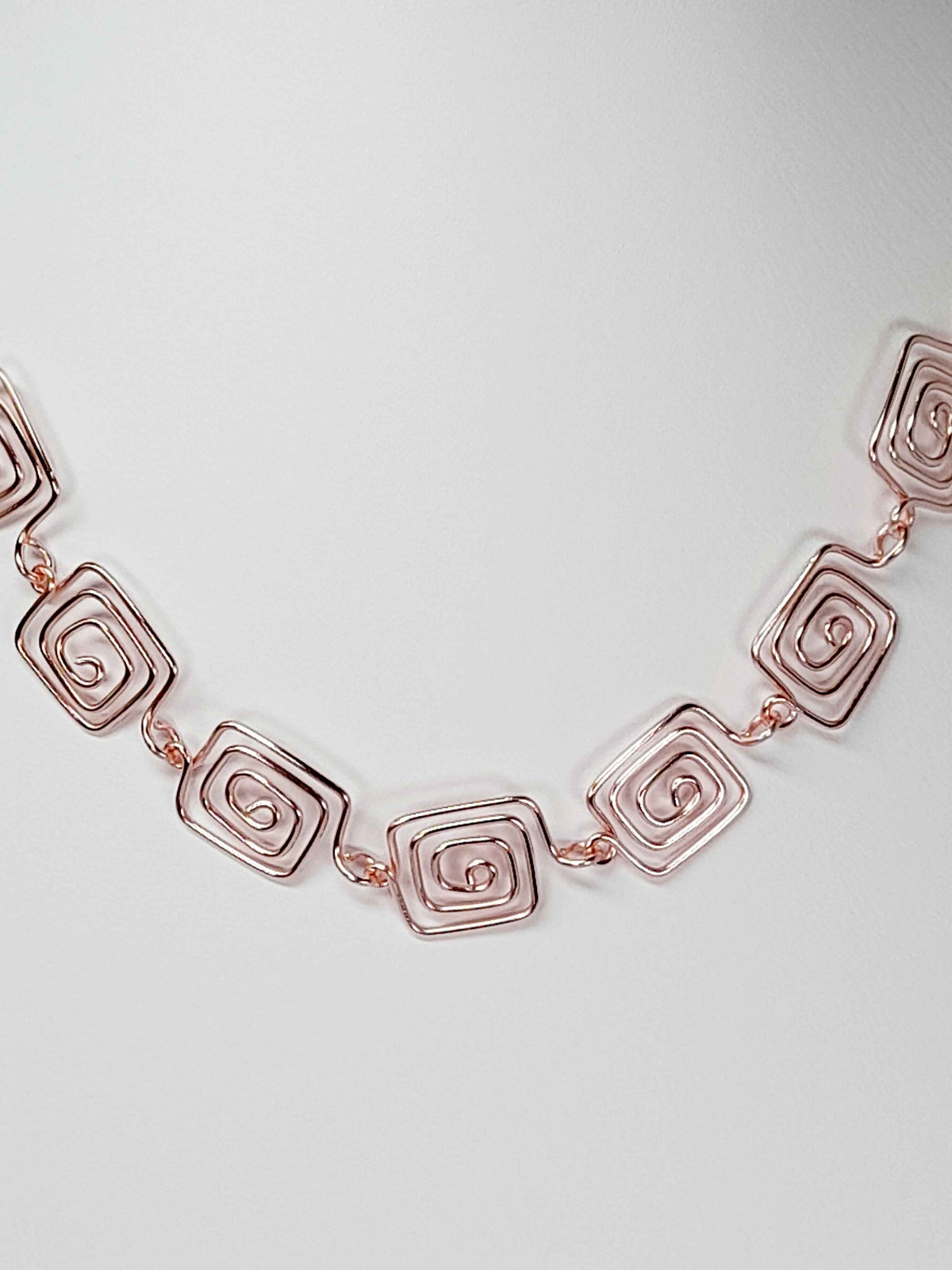 Super Swirly Rose Gold Square Spiral Necklace