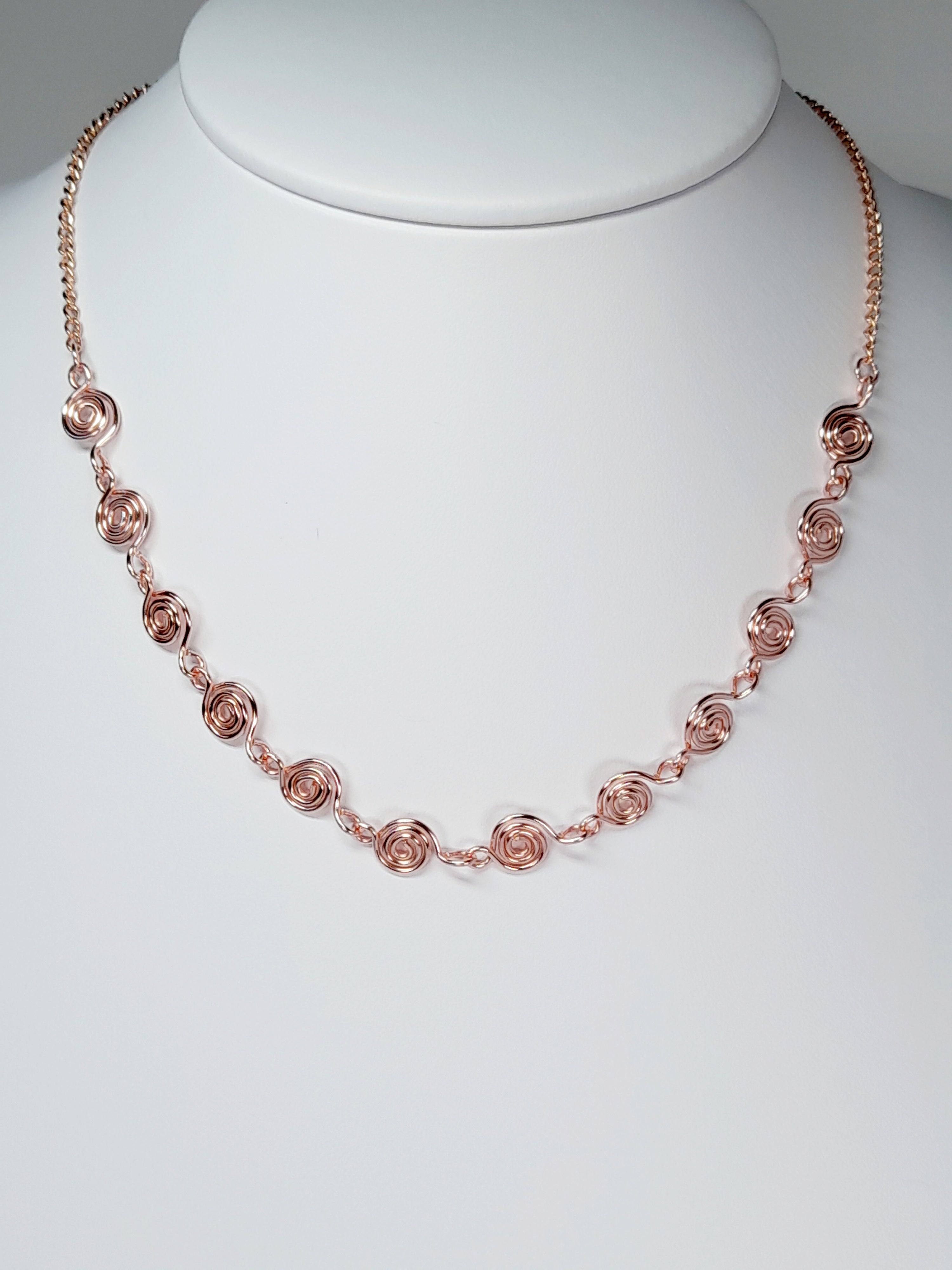 Dainty Super Swirly Rose Gold Spiral Necklace