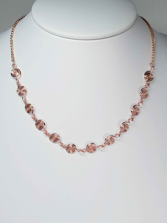 Dainty Super Swirly Rose Gold Spiral Necklace