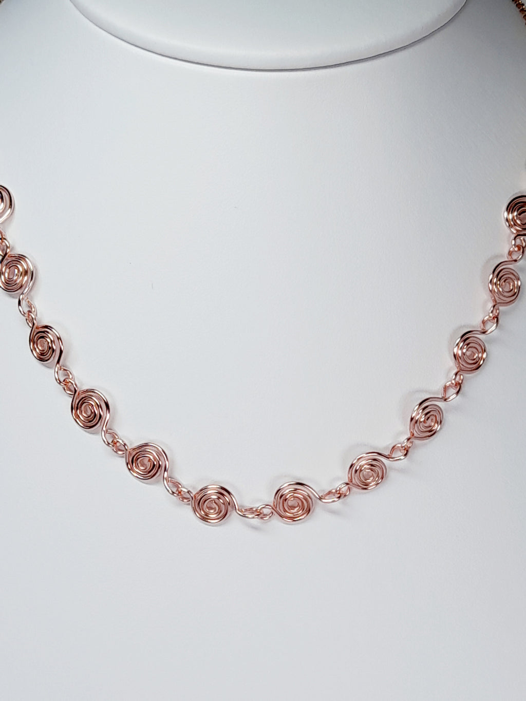 Dainty Super Swirly Rose Gold Spiral Necklace