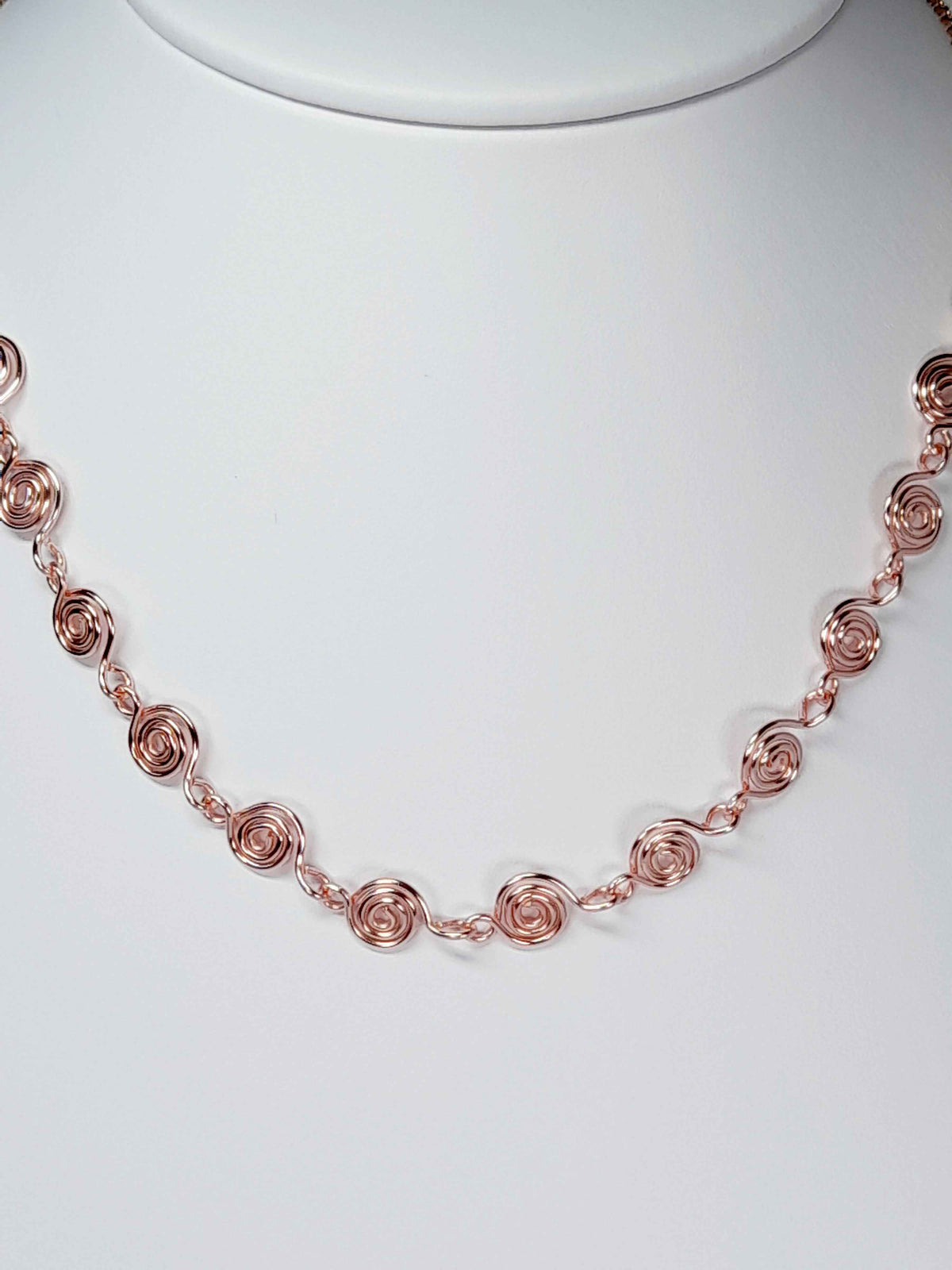 Dainty Super Swirly Rose Gold Spiral Necklace